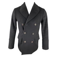 BURBERRY LONDON Size 36 Black Wool Double Breasted Peacoat