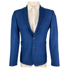 BURBERRY LONDON - Manteau de sport en laine mohair tissé bleu royal, taille 36