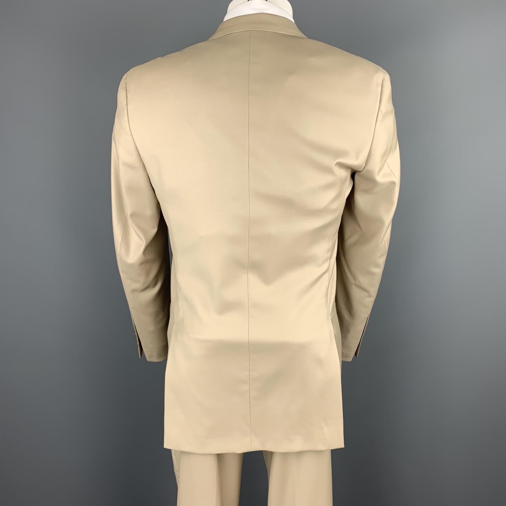 Beige BURBERRY LONDON Size 36 Solid Tan Wool Notch Lapel Suit