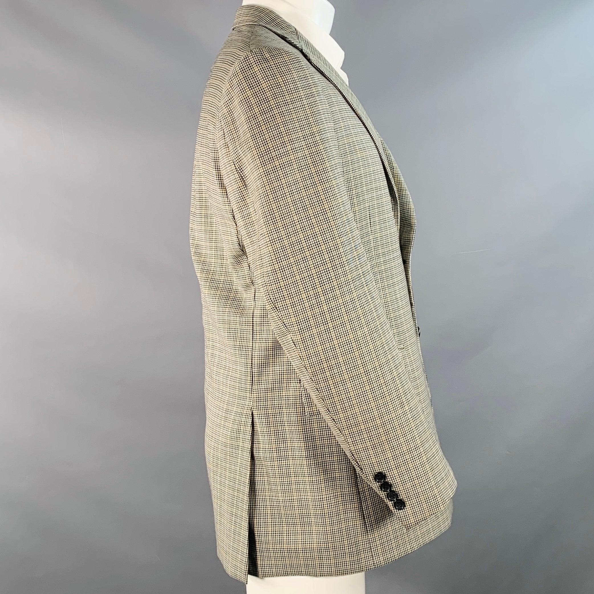 BURBERRY LONDON Talla 38 Negro Beige Blanco Pata de gallo Abrigo de deporte de lana Marrón en venta