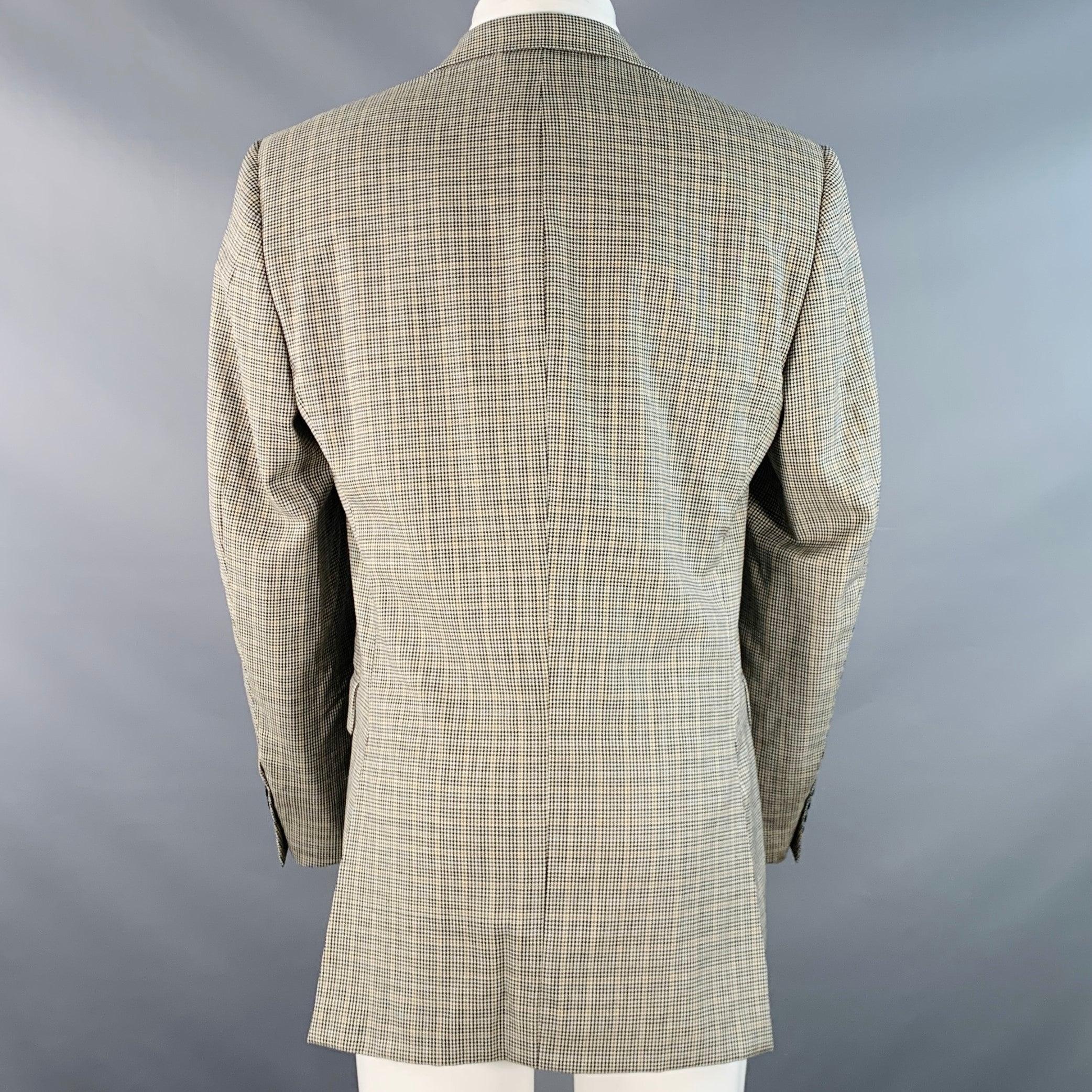 BURBERRY LONDON Talla 38 Negro Beige Blanco Pata de gallo Abrigo de deporte de lana en Excelente estado para la venta en San Francisco, CA