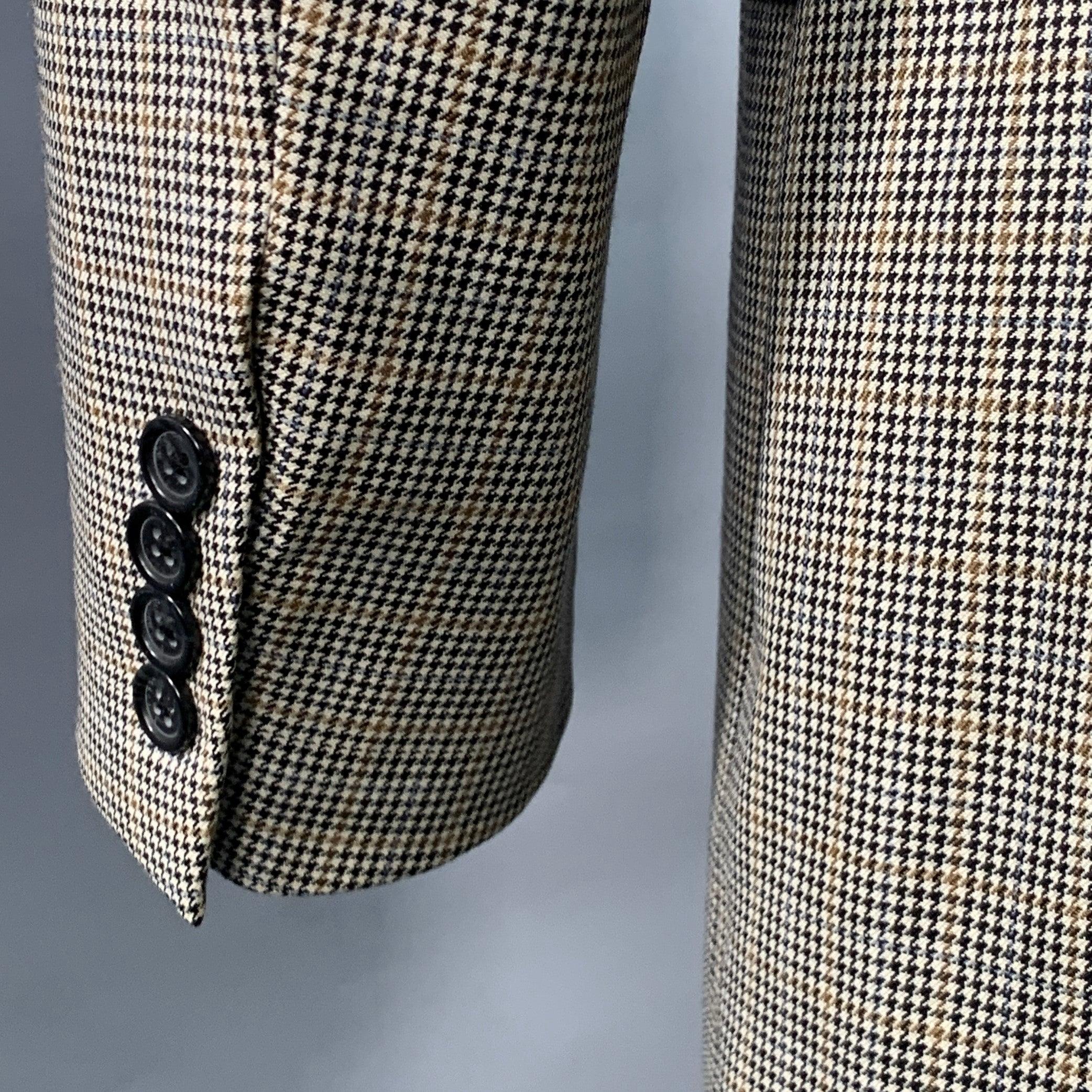 De los hombres BURBERRY LONDON Talla 38 Negro Beige Blanco Pata de gallo Abrigo de deporte de lana en venta