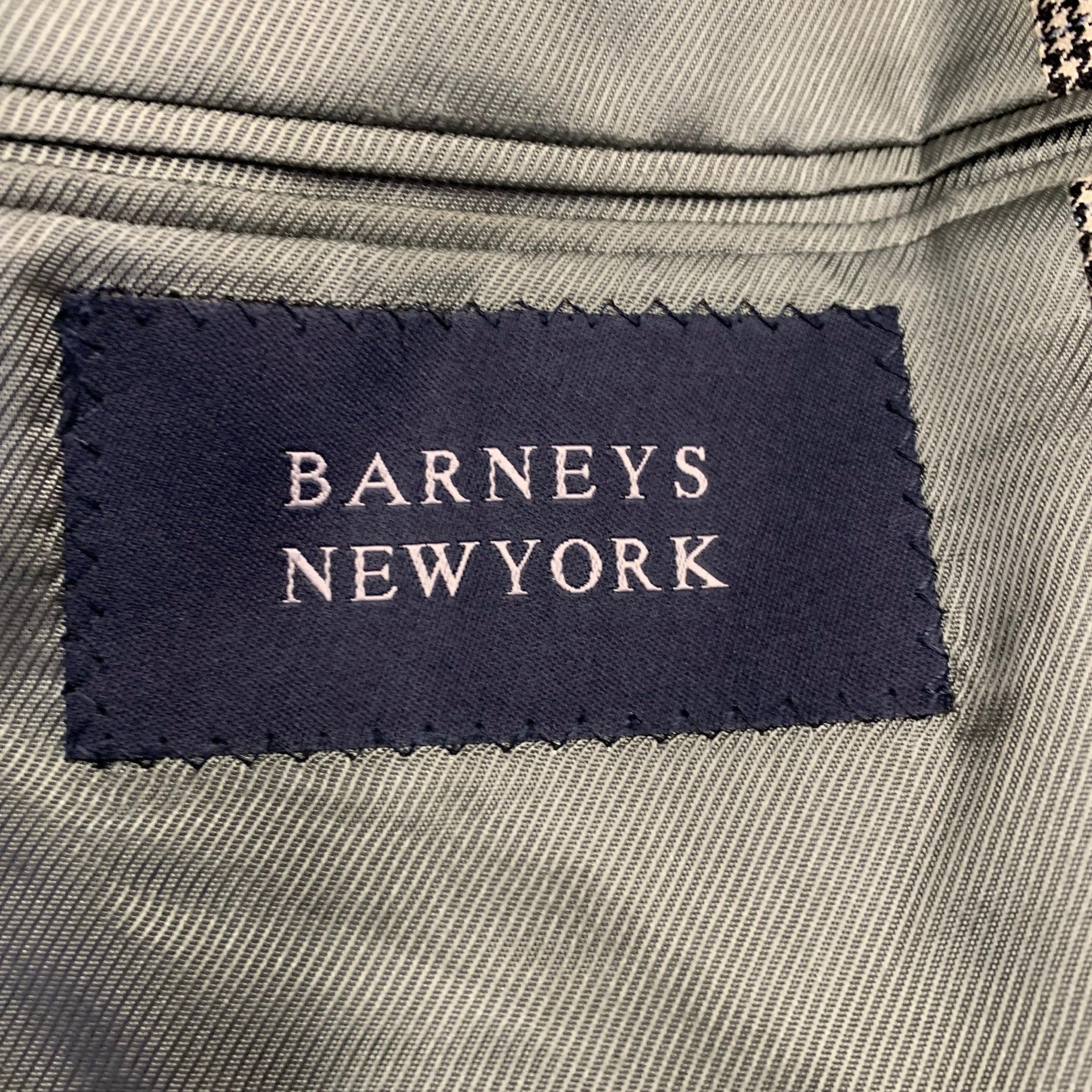 BURBERRY LONDON Talla 38 Negro Beige Blanco Pata de gallo Abrigo de deporte de lana en venta 1
