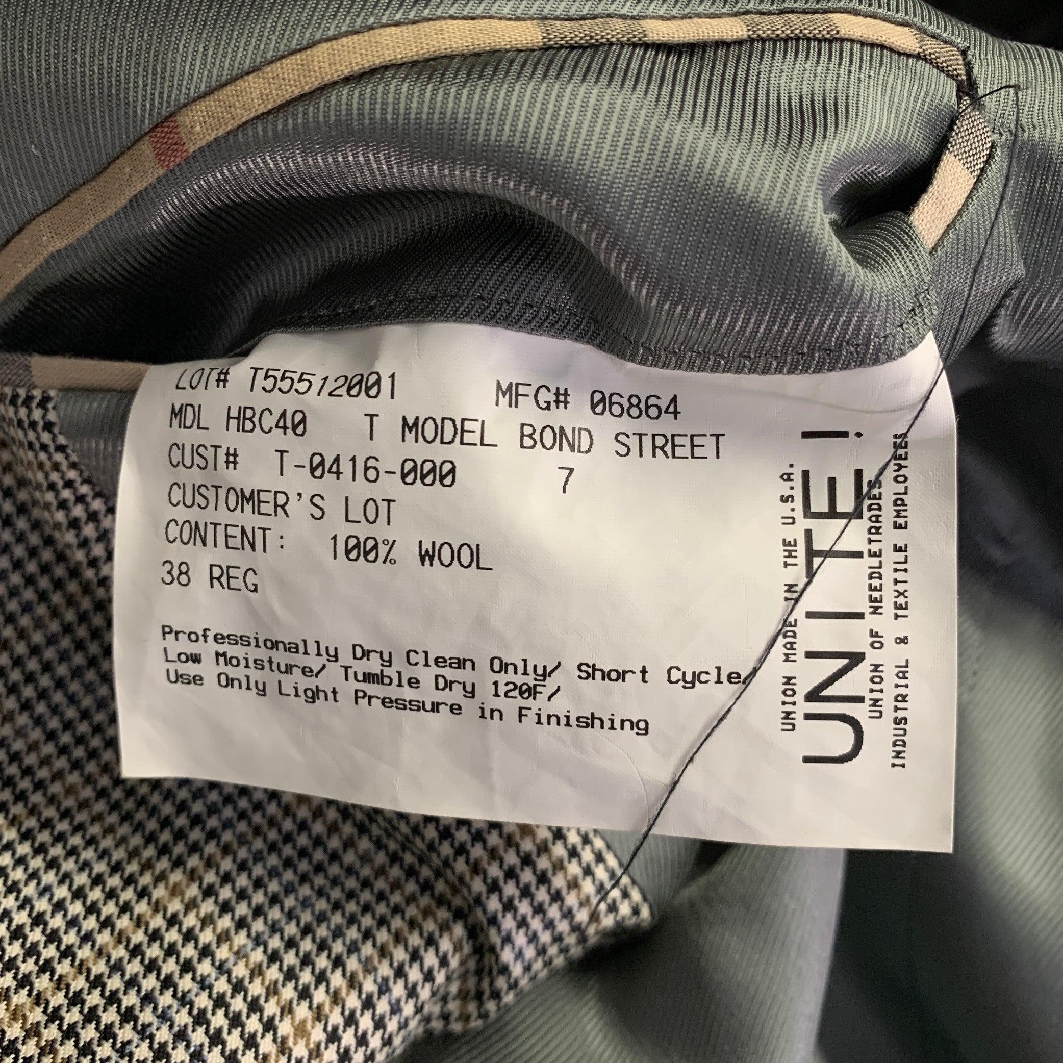 BURBERRY LONDON Talla 38 Negro Beige Blanco Pata de gallo Abrigo de deporte de lana en venta 4