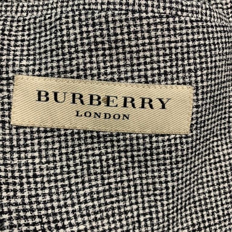 Men's BURBERRY LONDON Size 38 Black White Houndstooth Cotton Blend Sport Coat For Sale