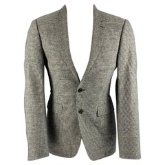 Burberry London Taglia 38 Cappotto sportivo in misto cotone con pied de poule nero e bianco