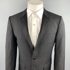 BURBERRY LONDON Size 38 Black Wool / Mohair Notch Lapel Sport Coat