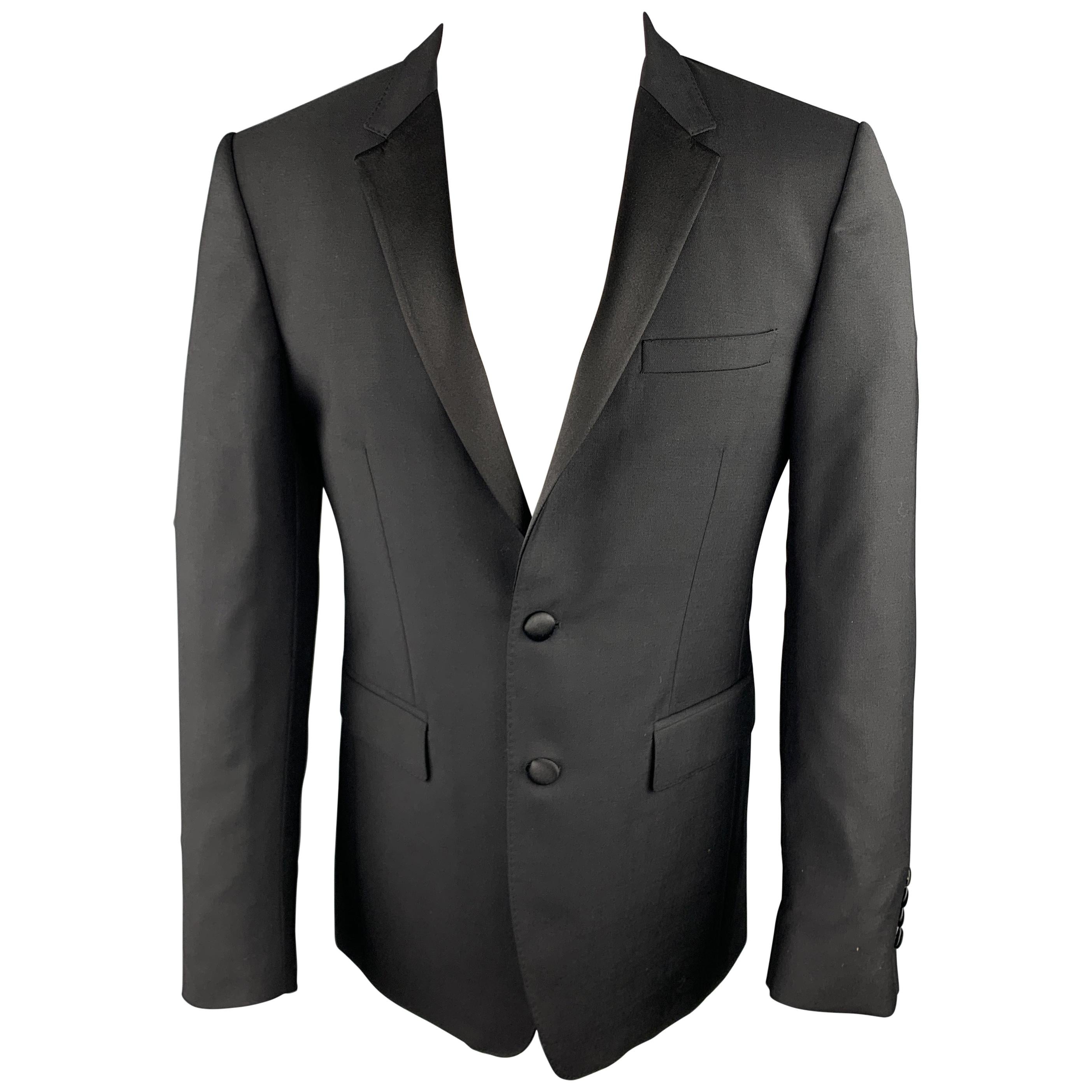 BURBERRY LONDON Size 38 Black Wool / Mohair Notch Lapel Sport Coat