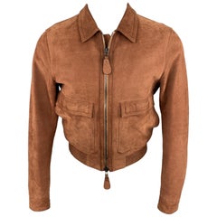 BURBERRY LONDON Size 38 Brick Nubuck Zip Up Blouson Jacket