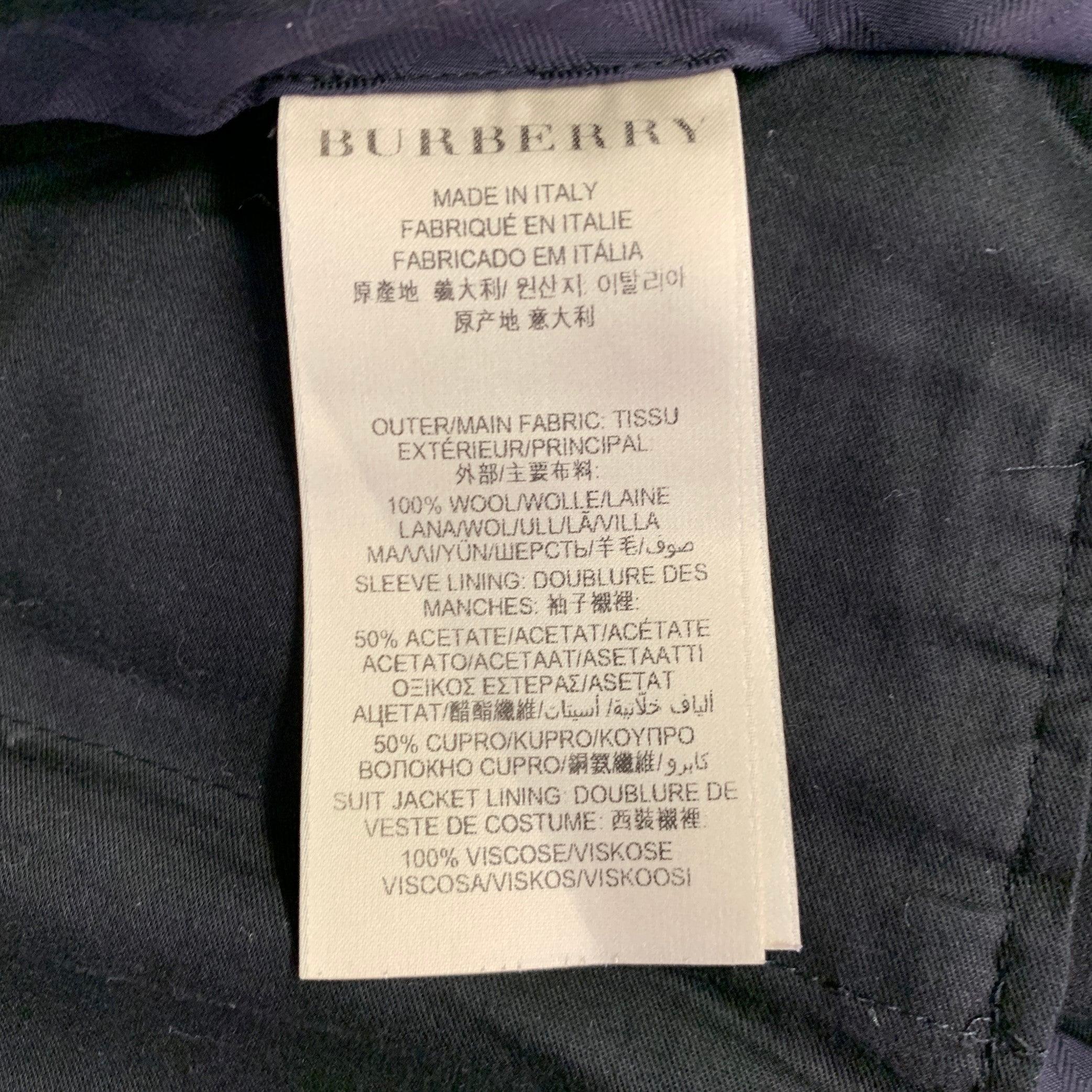 Burberry London Taglia 38 Abito in Lana Navy con Risvolto a Tacca e Fronte Piatto in vendita 6