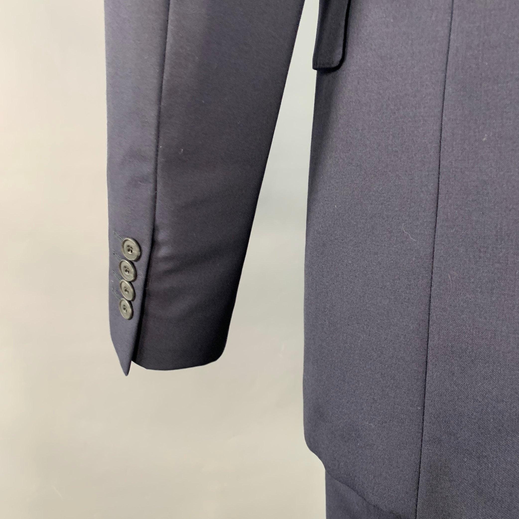 Burberry London Taglia 38 Abito in Lana Navy con Risvolto a Tacca e Fronte Piatto in vendita 1