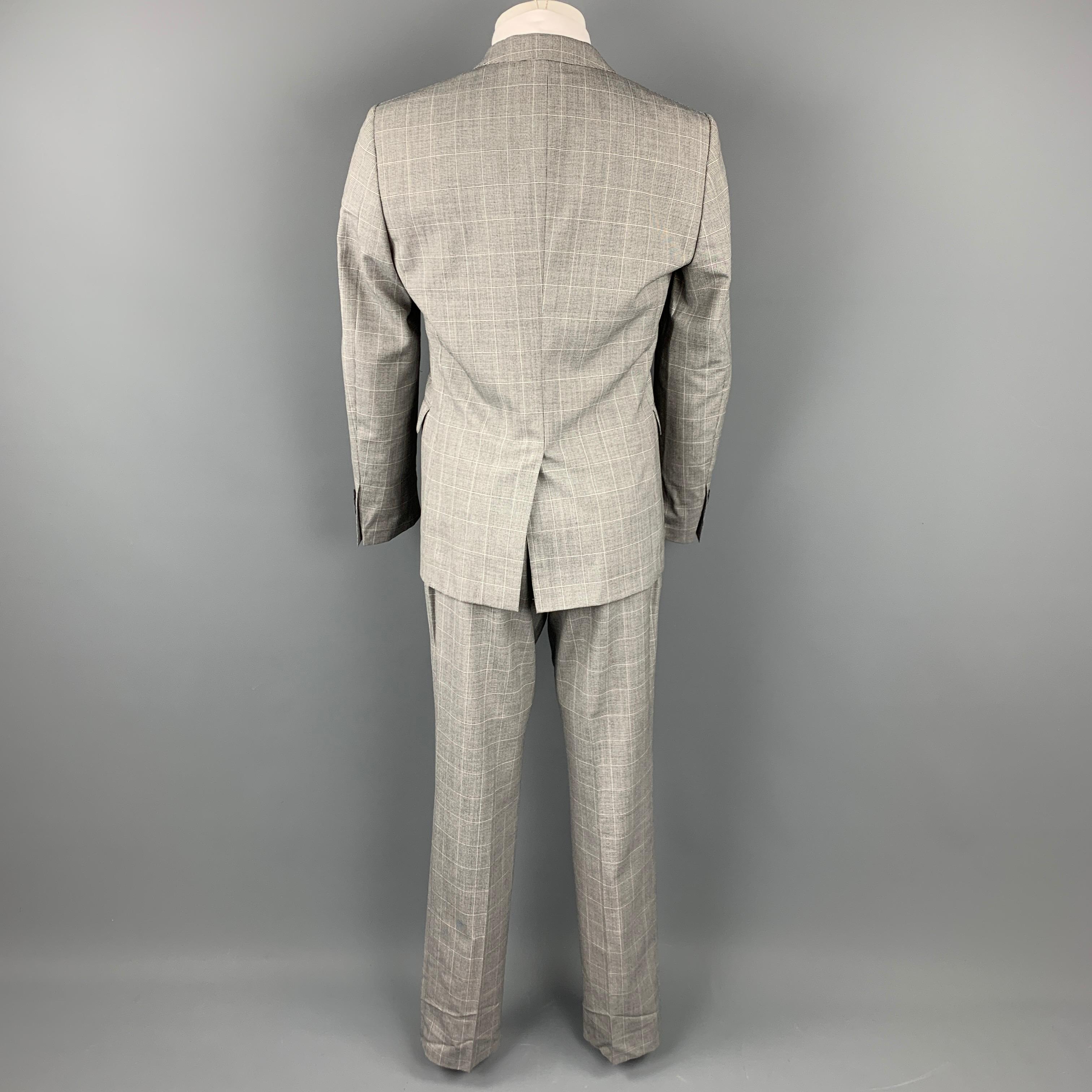 Gray BURBERRY LONDON Size 38 Regular Grey Glenplaid Virgin Wool Suit