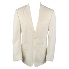 BURBERRY LONDON Size 38 White Cotton Notch Lapel Sport Coat