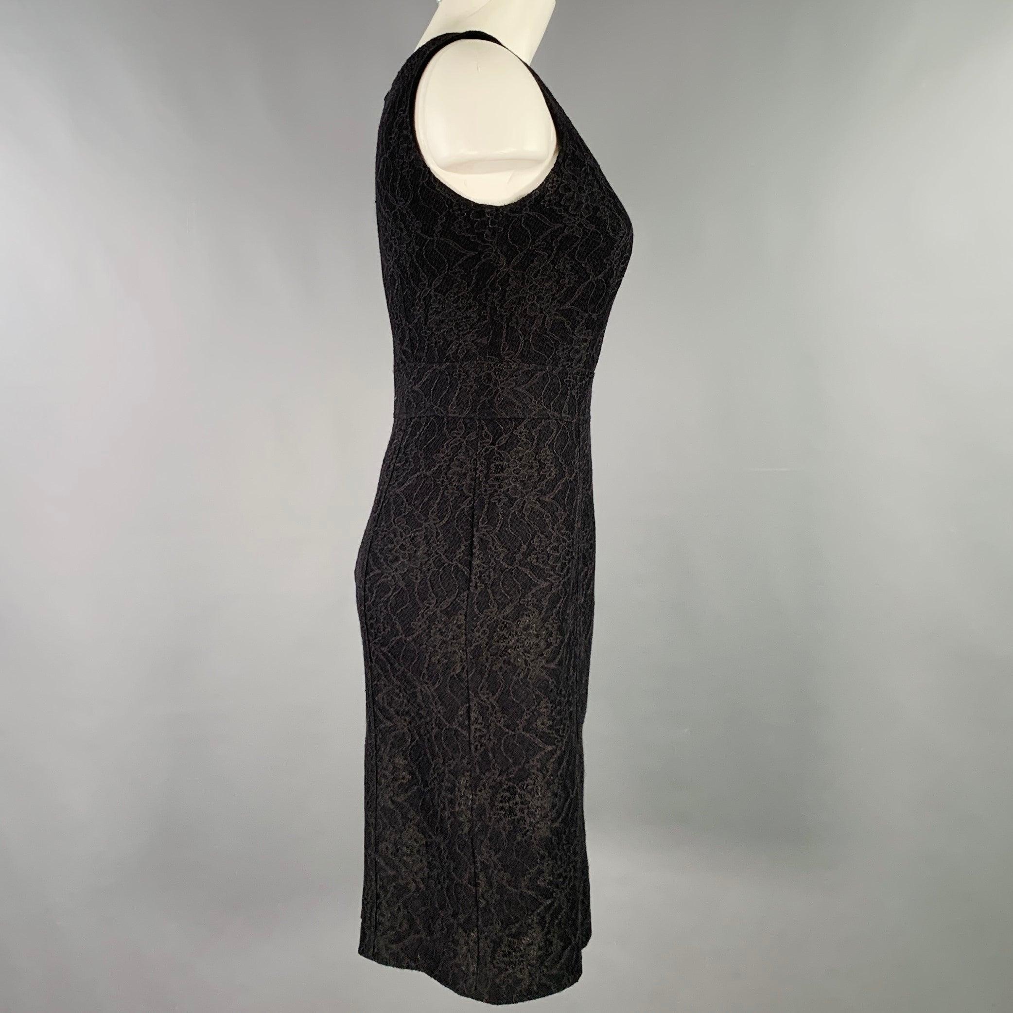 BURBERRY LONDON Size 4 Black Polyamide Blend Floral Sleeveless Cocktail Dress In Excellent Condition For Sale In San Francisco, CA