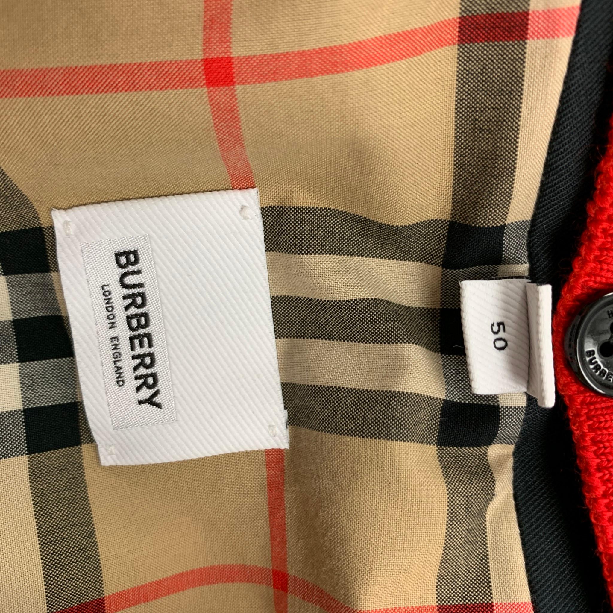 Men's BURBERRY LONDON Size 40 Black Red Mixed Fabrics Cotton Coat