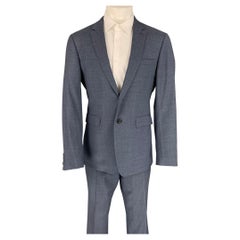 BURBERRY LONDON Größe 40 Blauer & grauer einreihiger Anzug aus strukturierter Wolle
