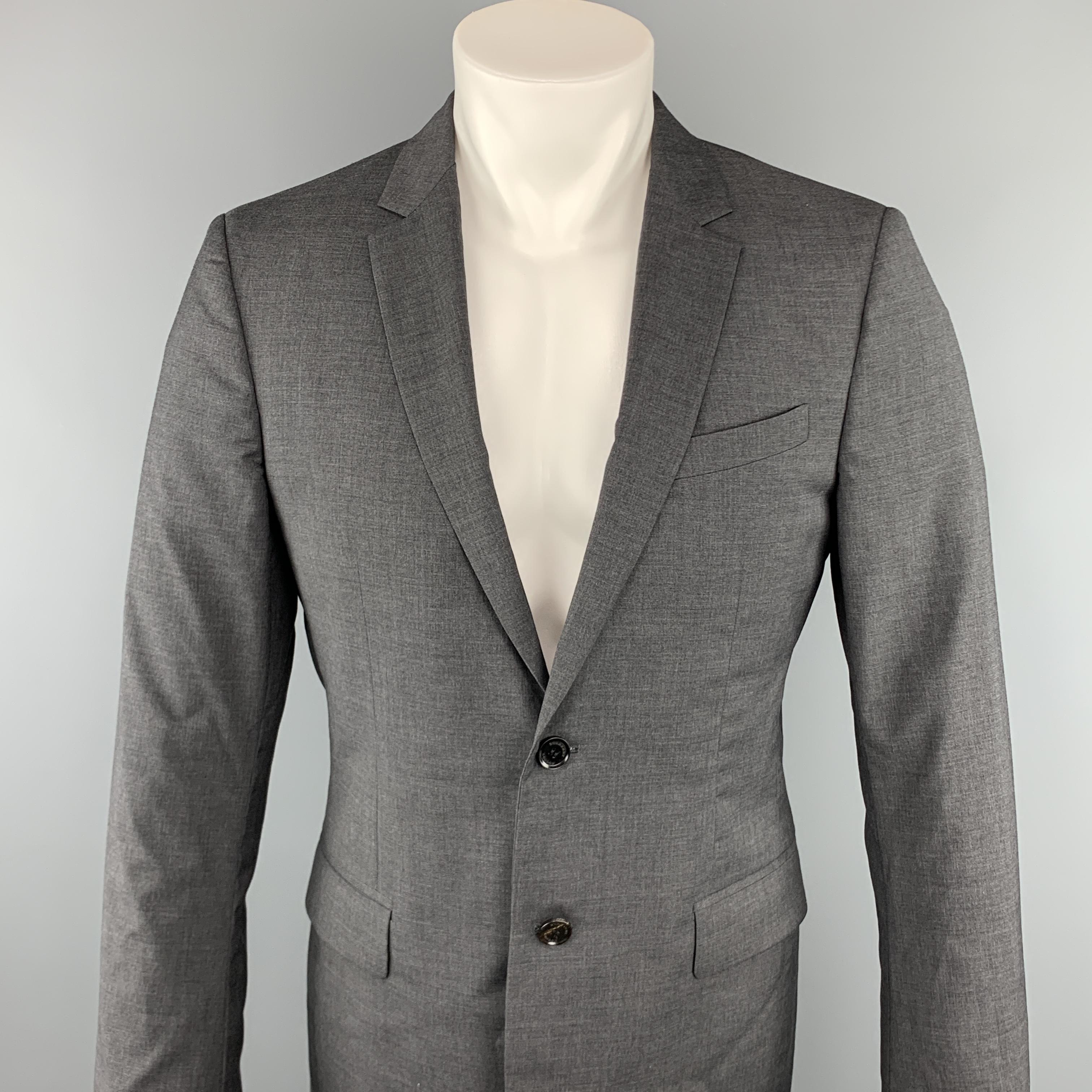 BURBERRY LONDON Sport Coat comes in a dark gray wool featuring a notch lapel style, front flap pockets, and a two button closure. Made in Italy.

Excellent Pre-Owned Condition.
Marked: 50 R

Measurements:

Shoulder: 17.5 in.
Chest: 40 in. 
Sleeve: