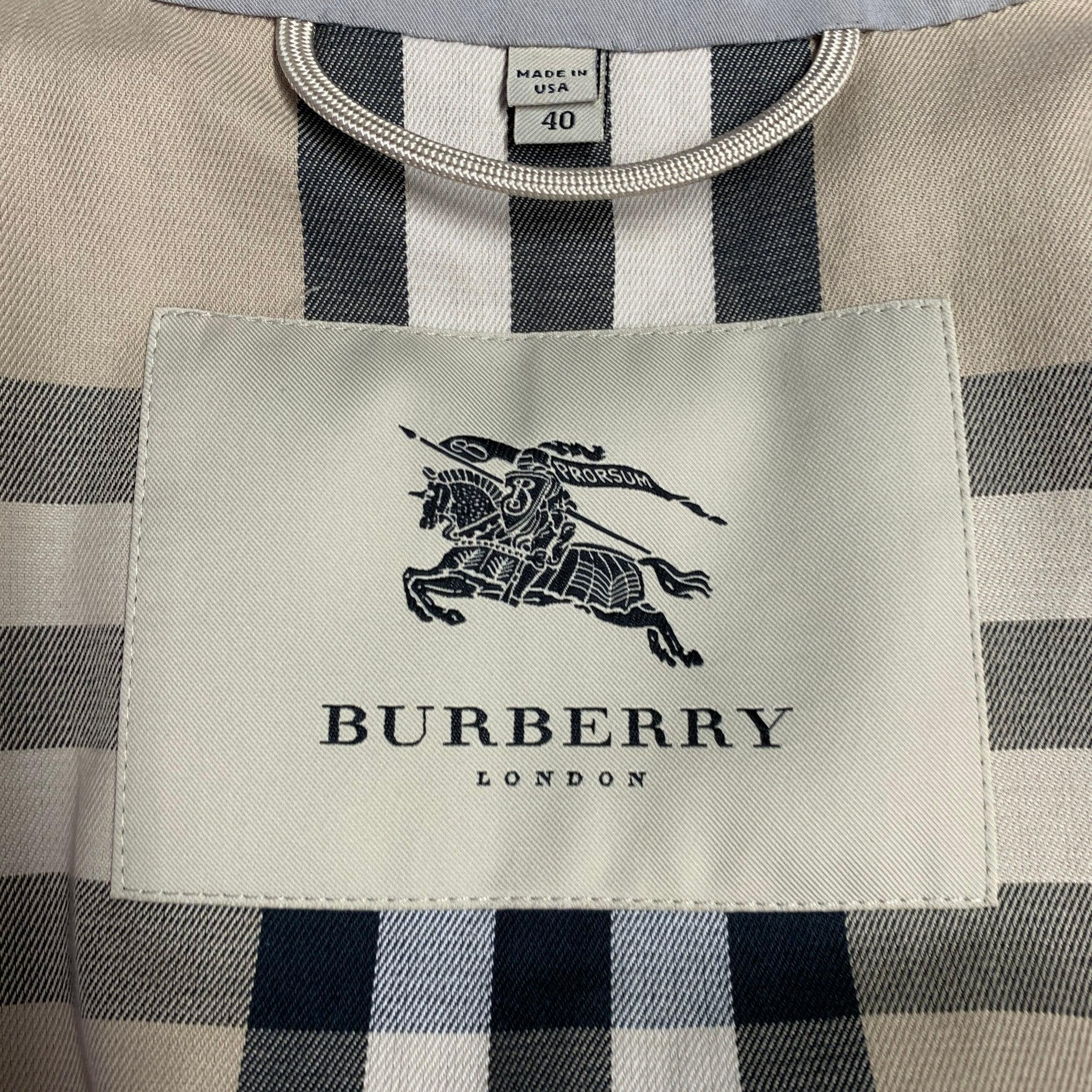 BURBERRY LONDON Size 40 Grey Cotton Blend Trench Coat