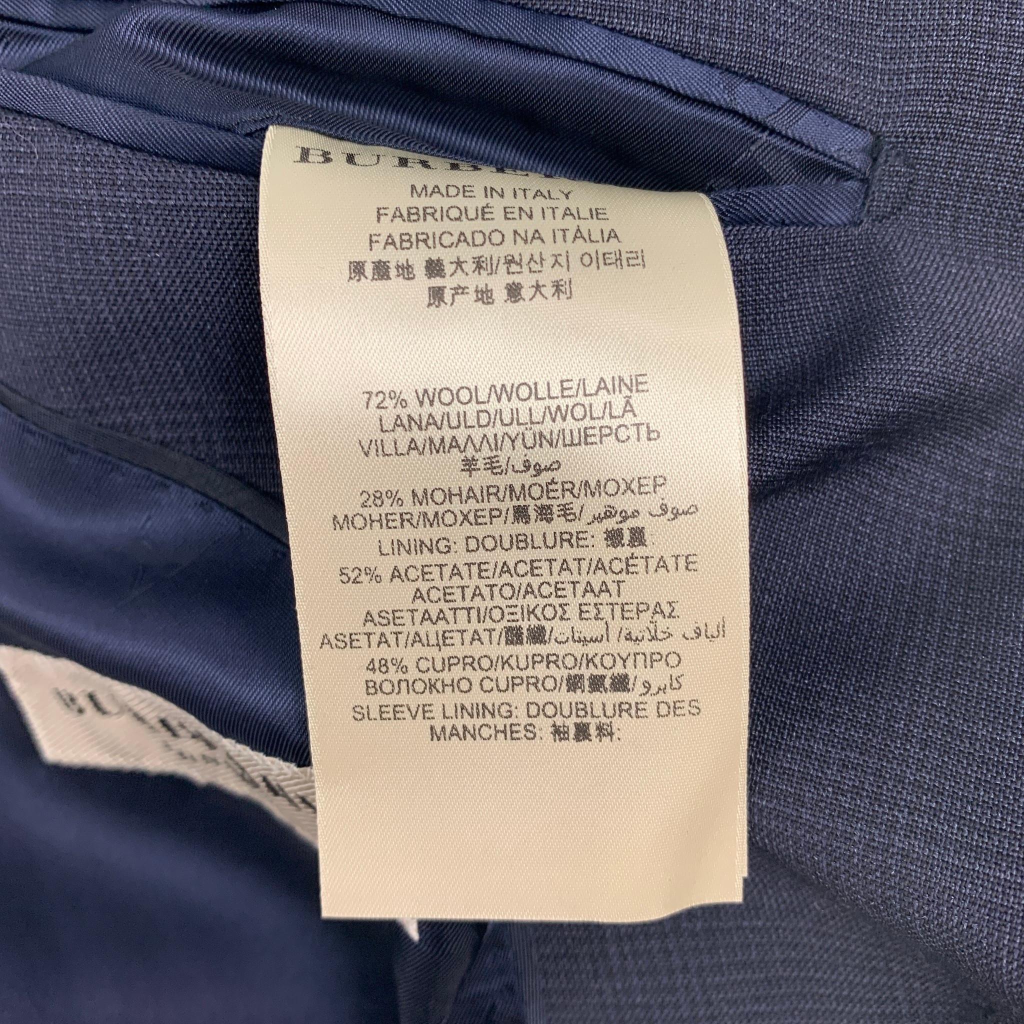 BURBERRY LONDON Size 40 Navy Glenplaid Wool / Mohair Single Breasted Suit In Good Condition In San Francisco, CA