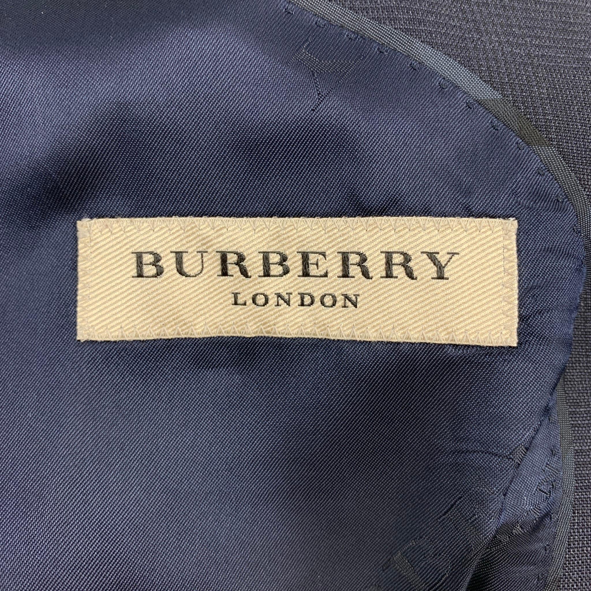Men's BURBERRY LONDON Size 40 Navy Glenplaid Wool / Mohair Single Breasted Suit