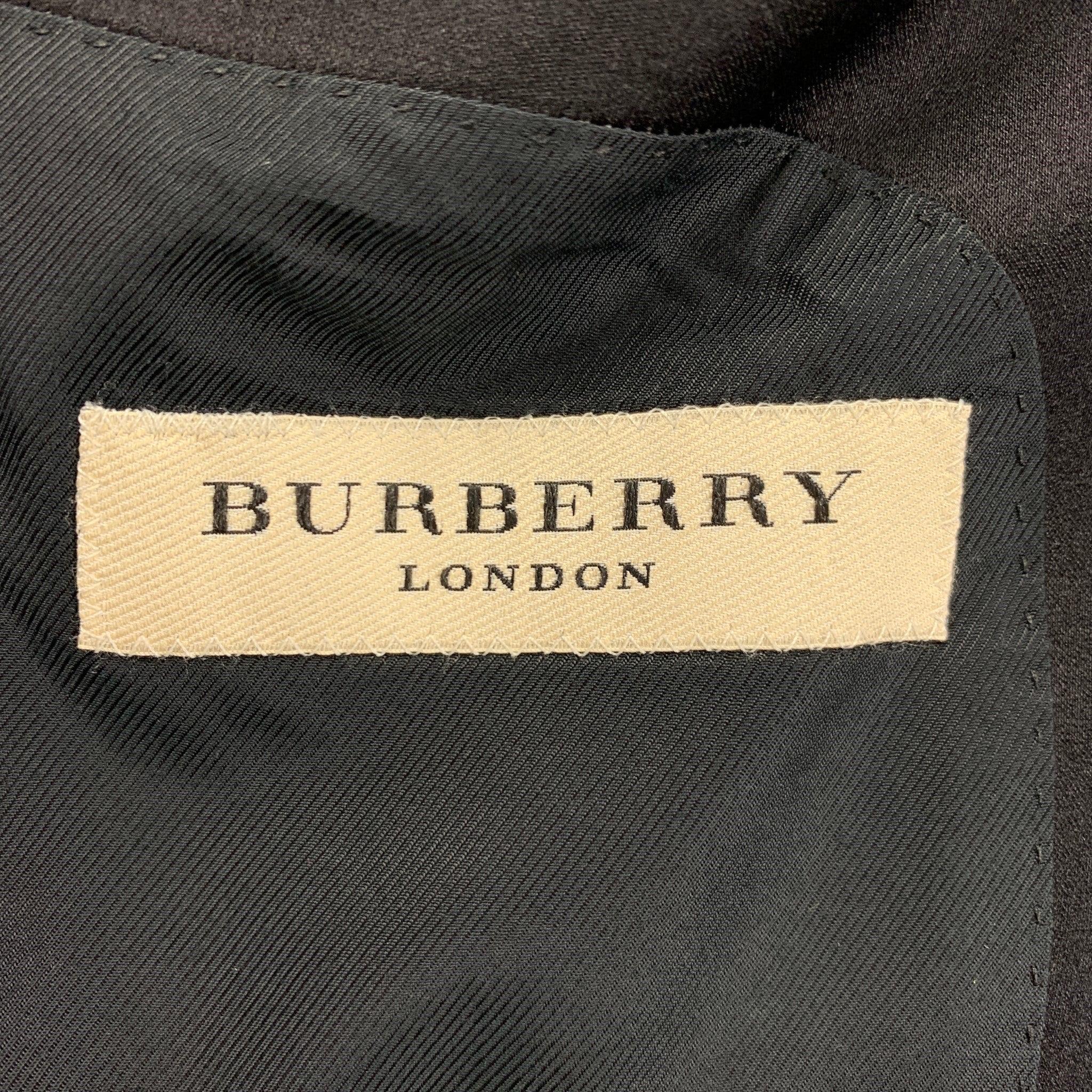 BURBERRY LONDON Size 40 Regular Royal Blue Black Wool Peak Lapel Sport Coat For Sale 1