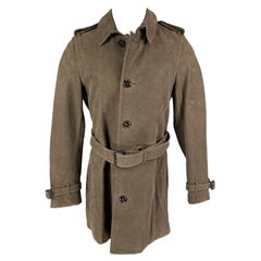 BURBERRY LONDON Size 40 Taupe Leather Single Breasted Belted Coat