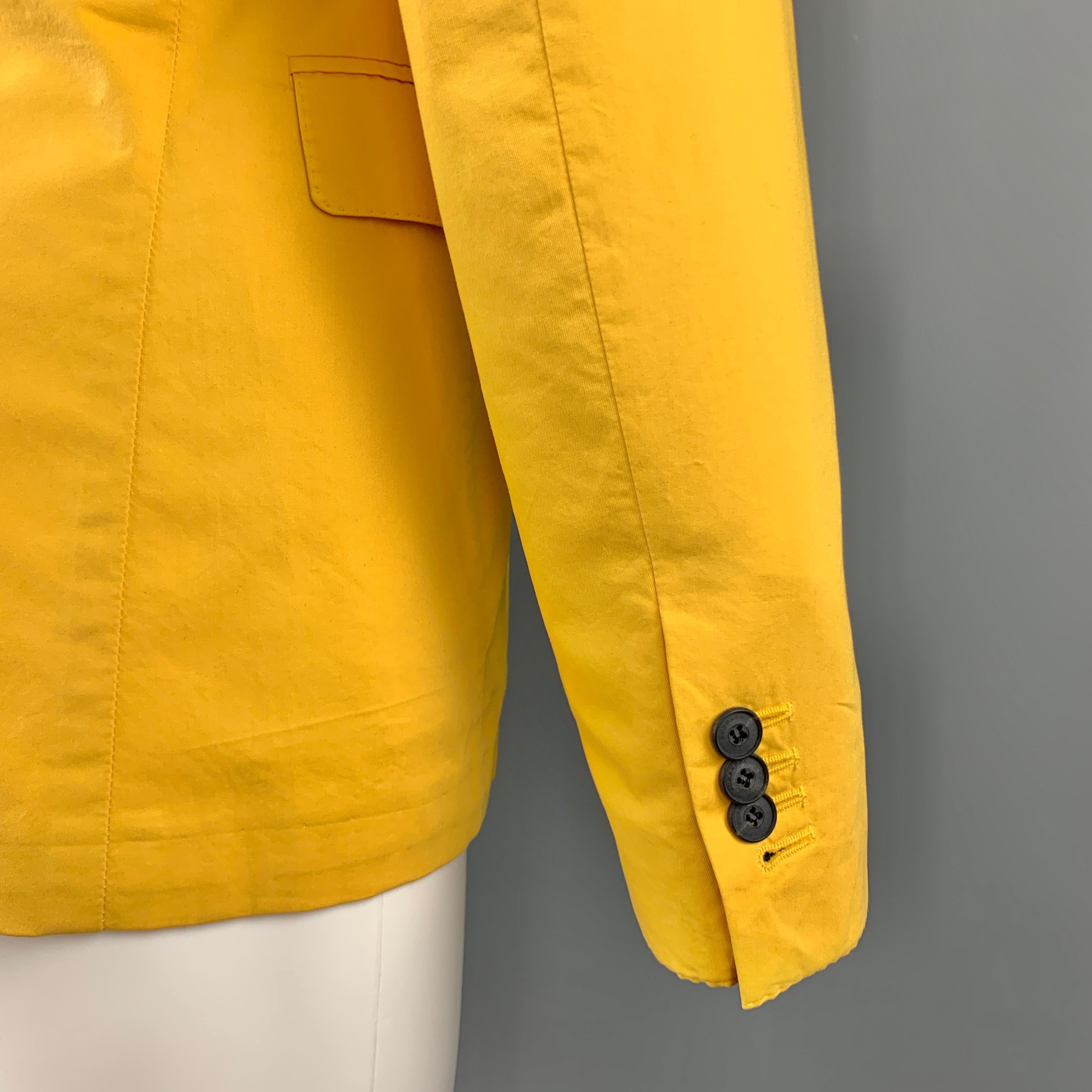 BURBERRY LONDON Size 40 Yellow Cotton Notch Lapel Two Buttons Sport Coat In Excellent Condition In San Francisco, CA