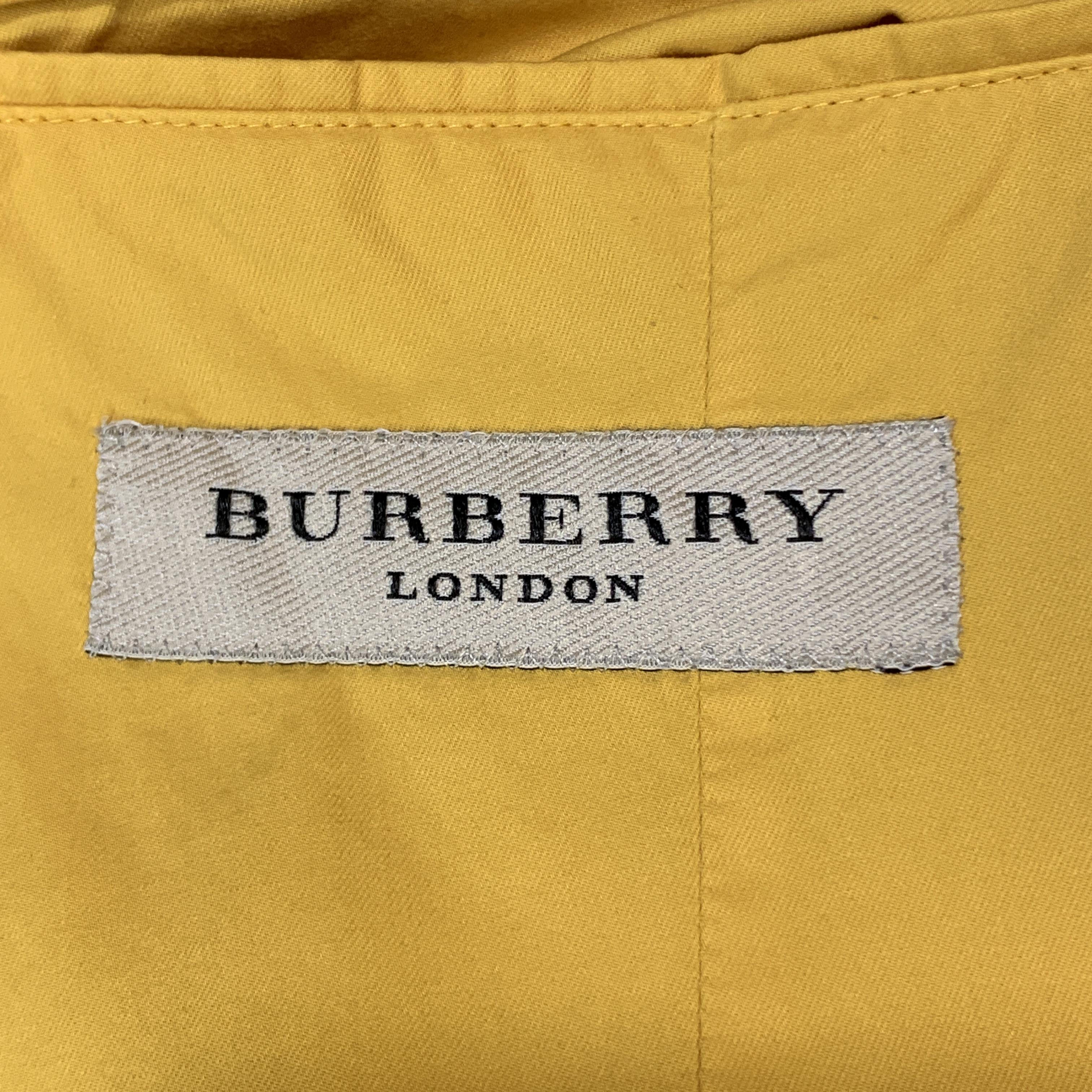 BURBERRY LONDON Size 40 Yellow Cotton Notch Lapel Two Buttons Sport Coat 1