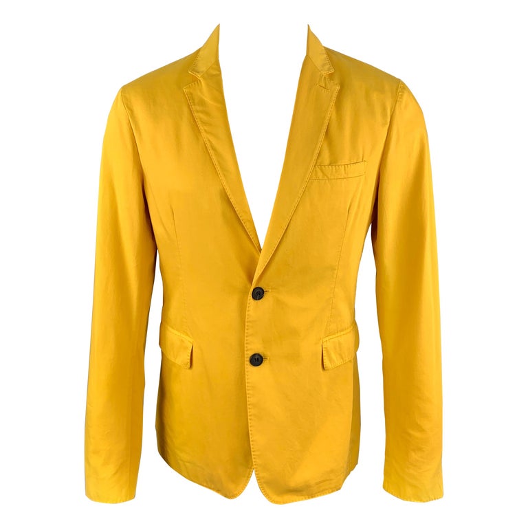 BURBERRY LONDON Size 40 Yellow Cotton Notch Lapel Two Buttons Sport