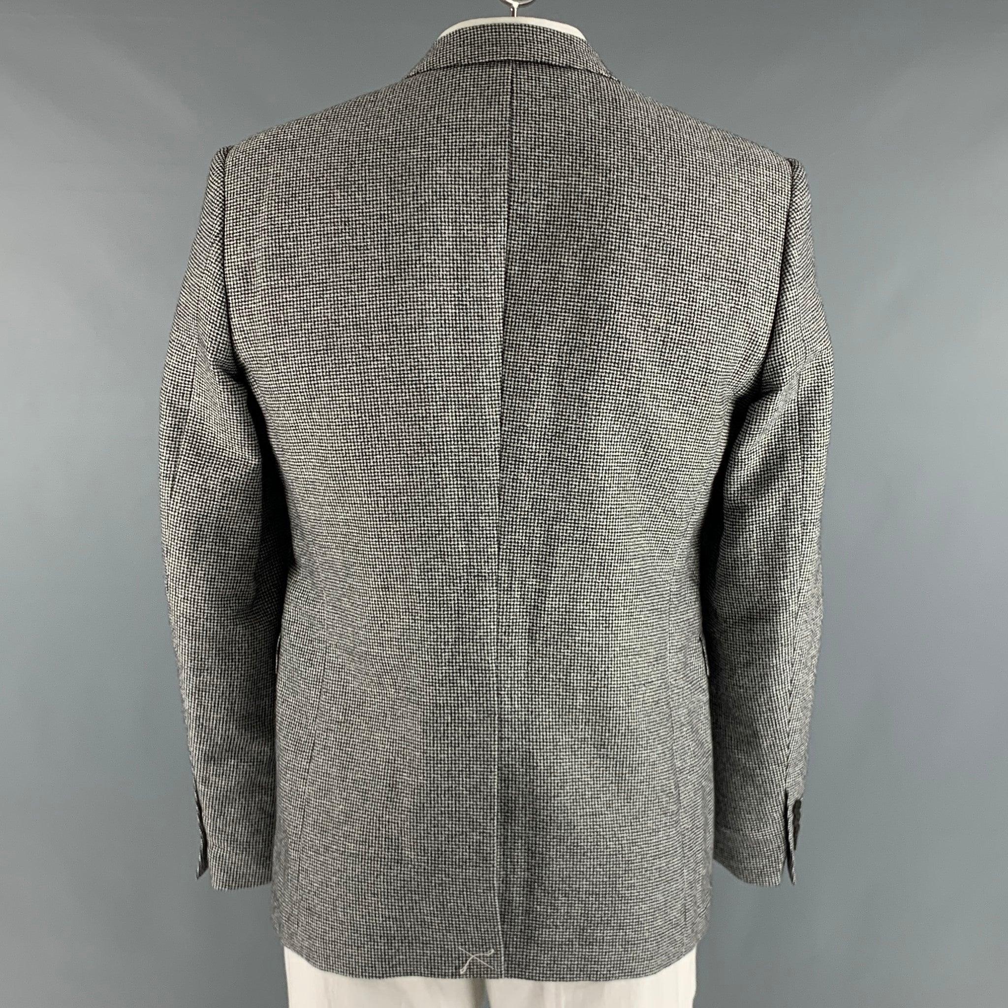 Men's BURBERRY LONDON Size 42 Black White Houndstooth Cotton Blend Sport Coat For Sale