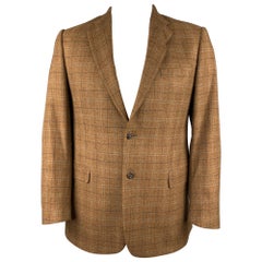 BURBERRY LONDON Size 42 Brown Plaid Wool / Cashmere Notch Lapel Sport Coat