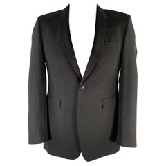 BURBERRY LONDON Size 42 Regular Black Wool Silk Shawl Lapel Sport Coat