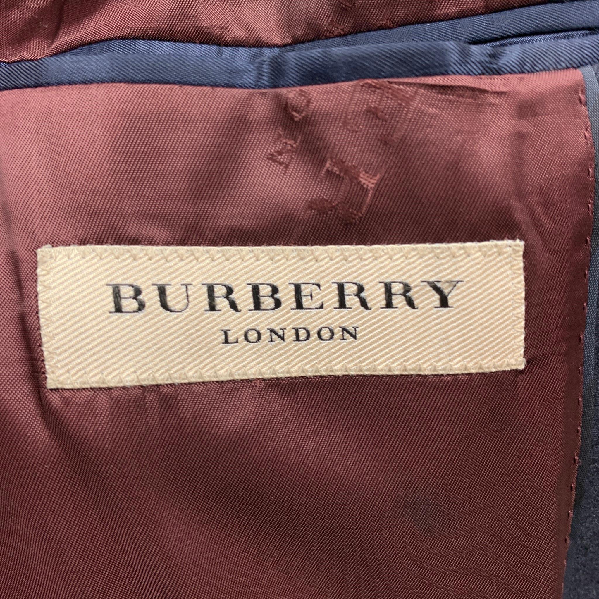 BURBERRY LONDON Size 42 Regular Navy Wool Notch Lapel Suit 4