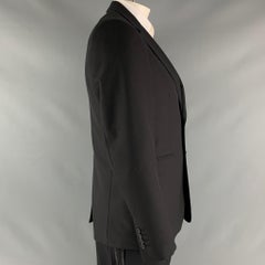 BURBERRY LONDON Size 42 Short Black Solid Wool Notch Lapel Sport Coat