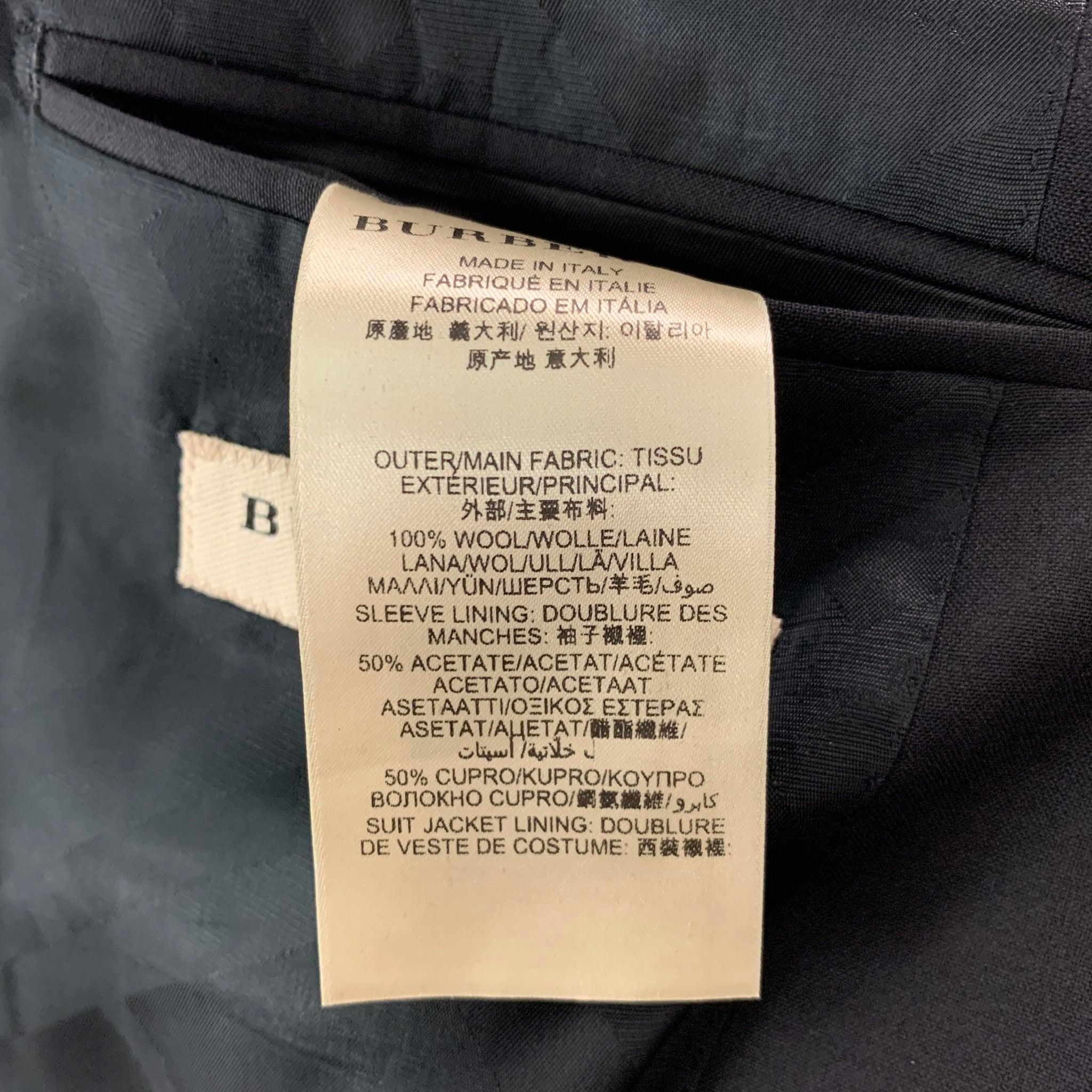 BURBERRY LONDON Size 42 Short Black Solid Wool Notch Lapel Sport Coat 3