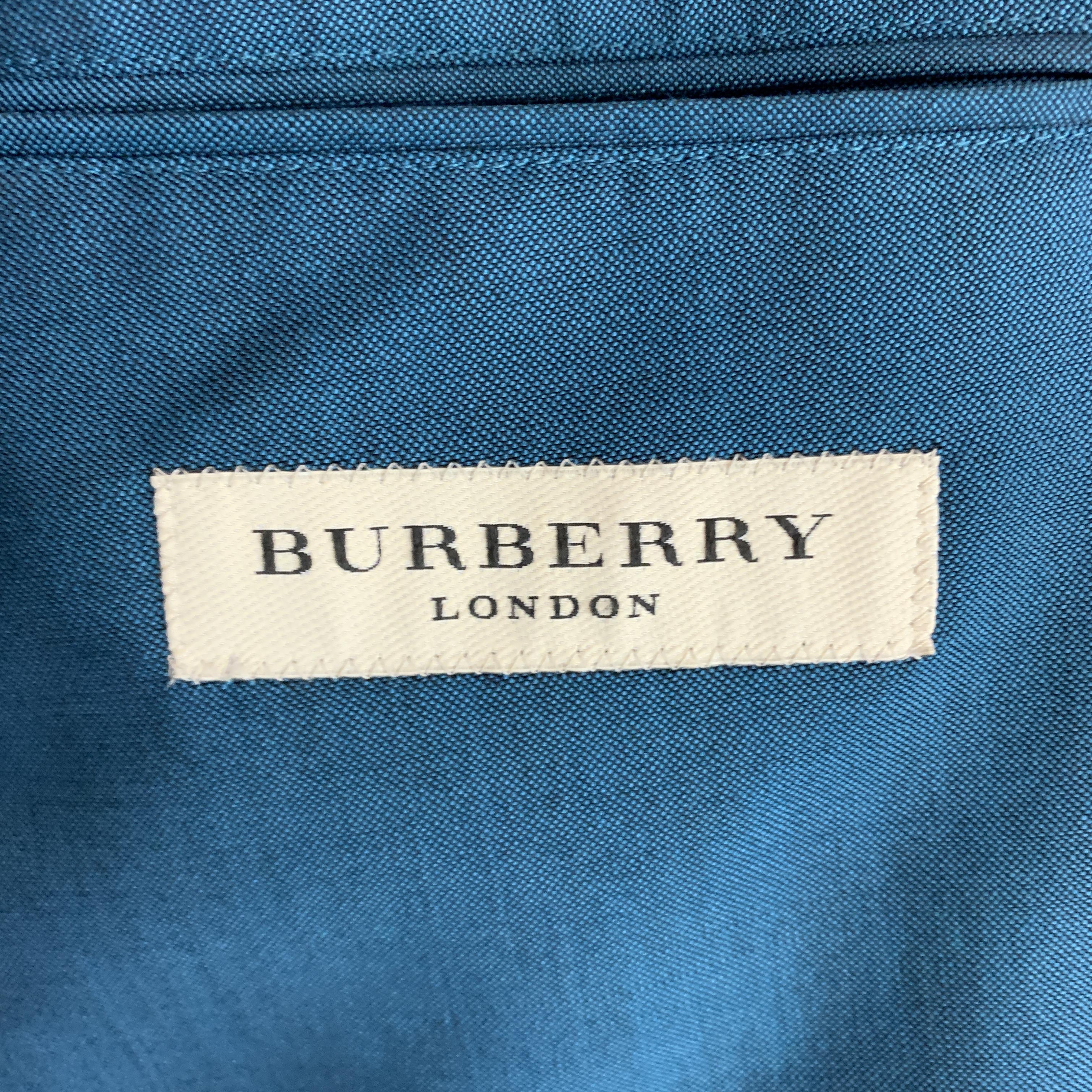 BURBERRY LONDON Size 42 Teal Sharkskin Wool / Mohair Notch Lapel Pants Suit 2
