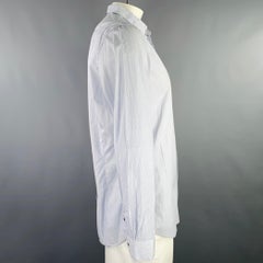 BURBERRY LONDON Size 42 White Light Blue Stripe Cotton Long Sleeve Shirt