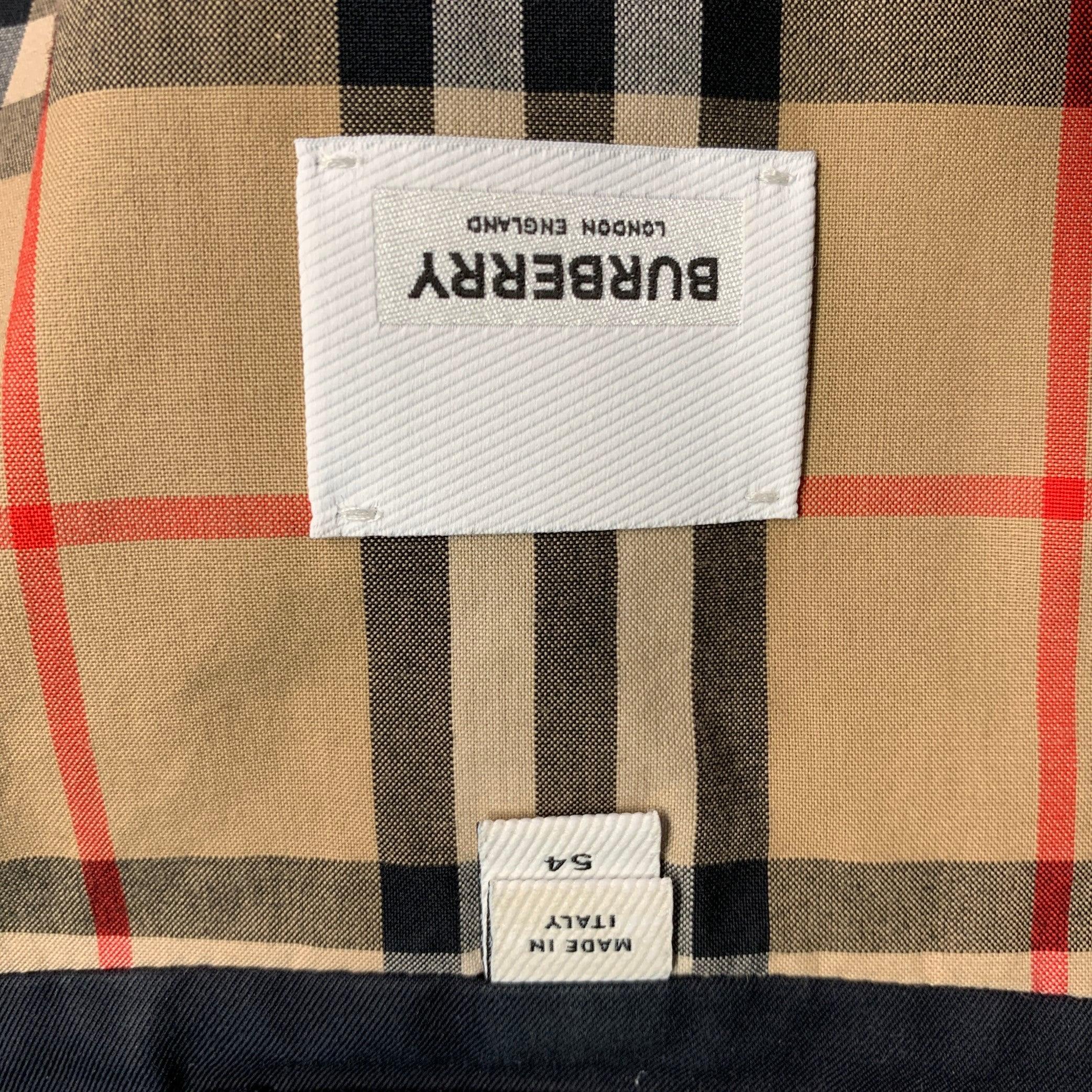 BURBERRY LONDON Size 44 Black Cotton Double Breasted Belted Trenchcoat 2