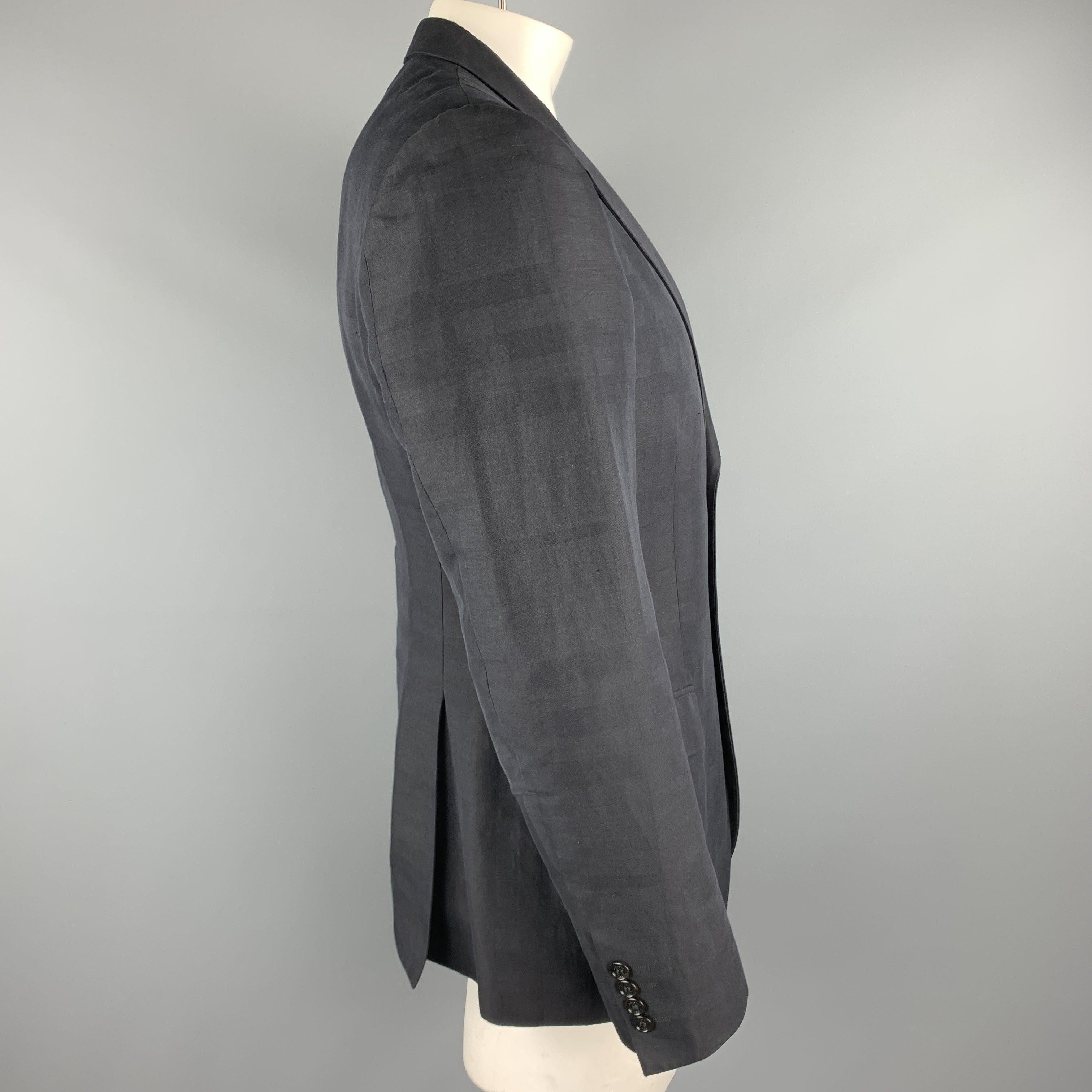 BURBERRY LONDON Size 44 Black Plaid Cotton Blend Notch Lapel Sport Coat In Good Condition For Sale In San Francisco, CA