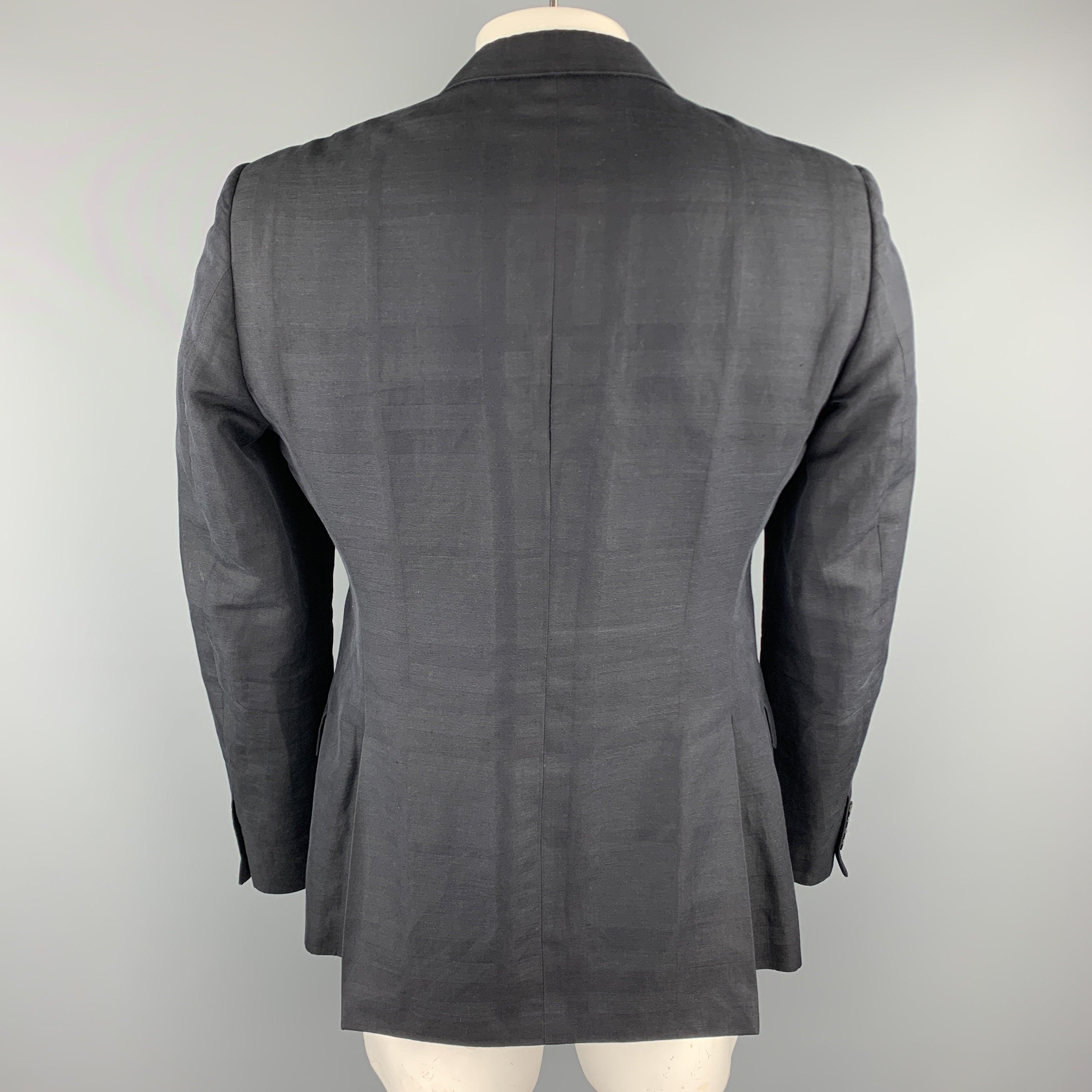 Men's BURBERRY LONDON Size 44 Black Plaid Cotton Blend Notch Lapel Sport Coat For Sale