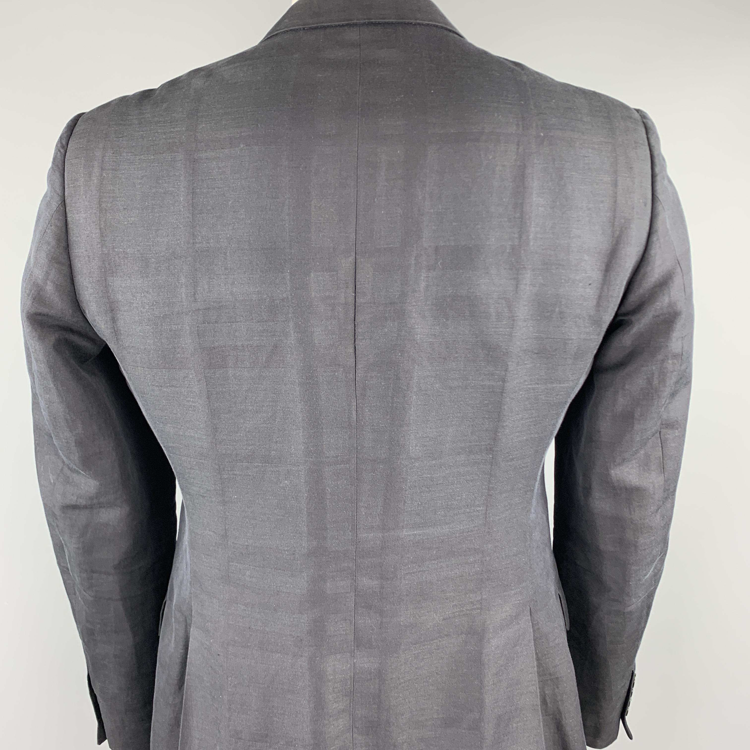 Men's BURBERRY LONDON Size 44 Black Plaid Cotton Blend Notch Lapel Sport Coat