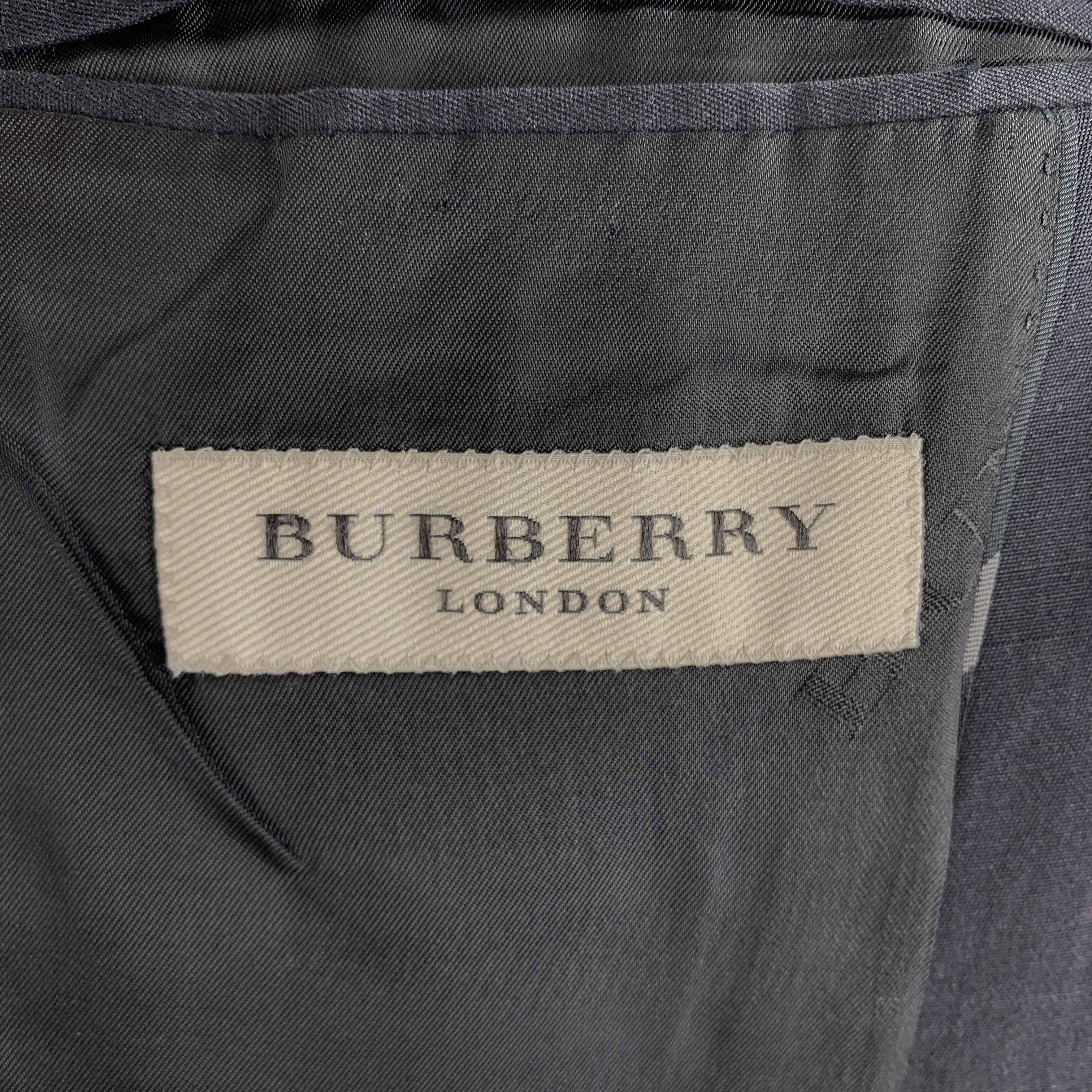 BURBERRY LONDON Size 44 Black Plaid Cotton Blend Notch Lapel Sport Coat 1