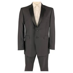 BURBERRY LONDON Size 44 Black Wool Mohair Notch Lapel Tuxedo Suit