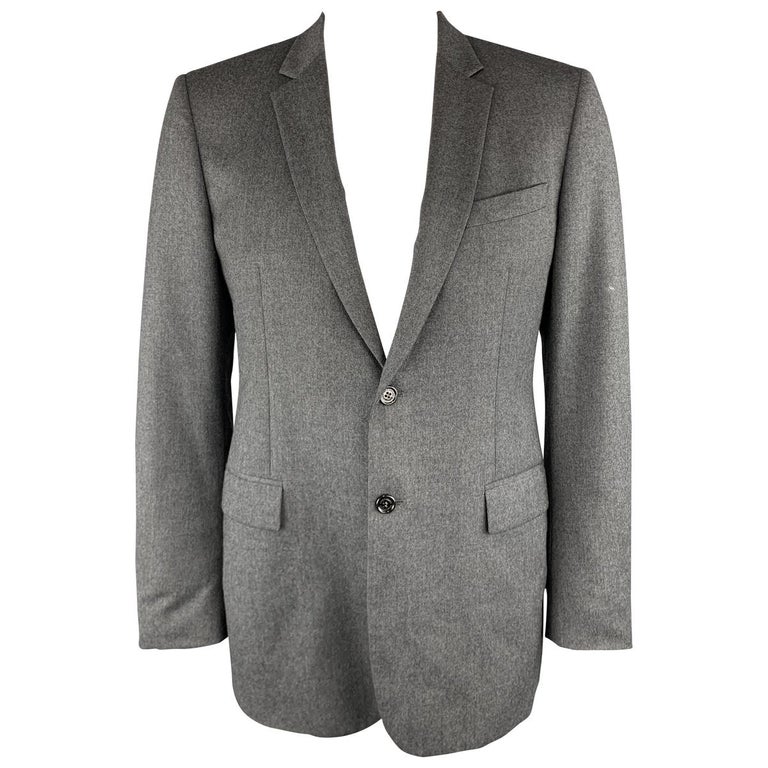 BURBERRY LONDON Size 44 Gray Wool Notch Lapel Long Sport Coat Jacket at ...