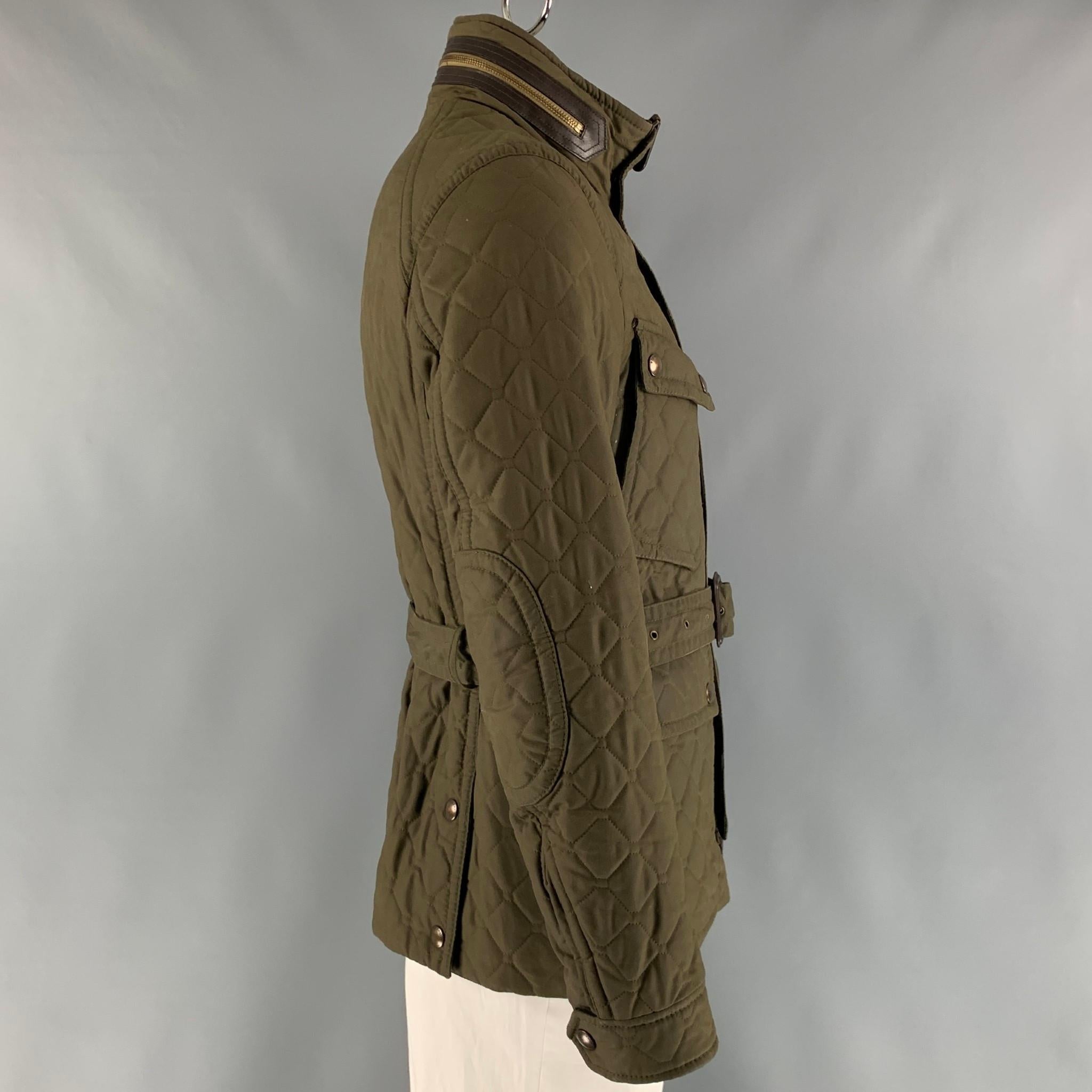 Black BURBERRY LONDON Size 44 Olive Quilted Nylon Blend Jacket