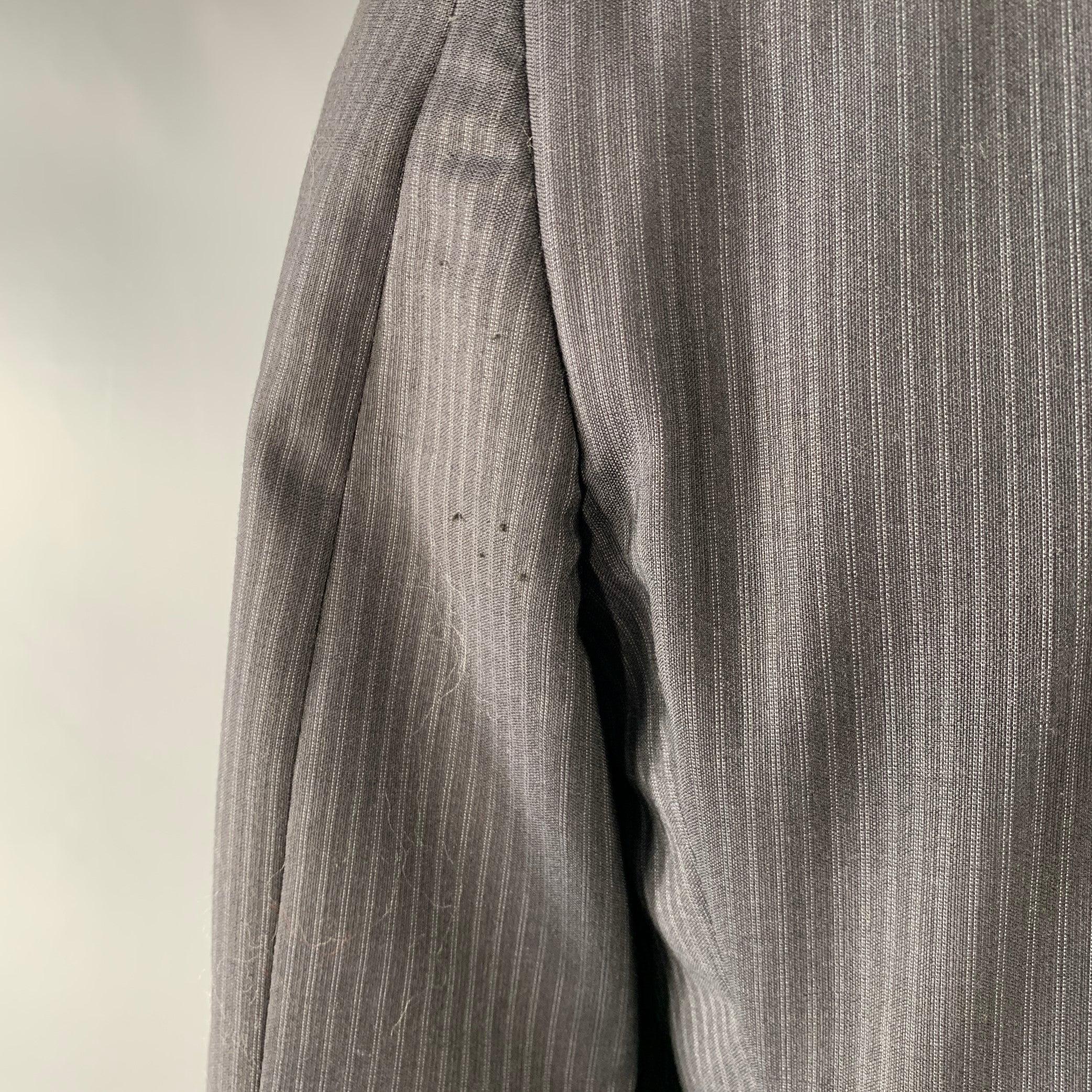 BURBERRY LONDON Größe 44 Regular Schwarz Grau Gestreift Wolle Notch Lapel Anzug im Angebot 4