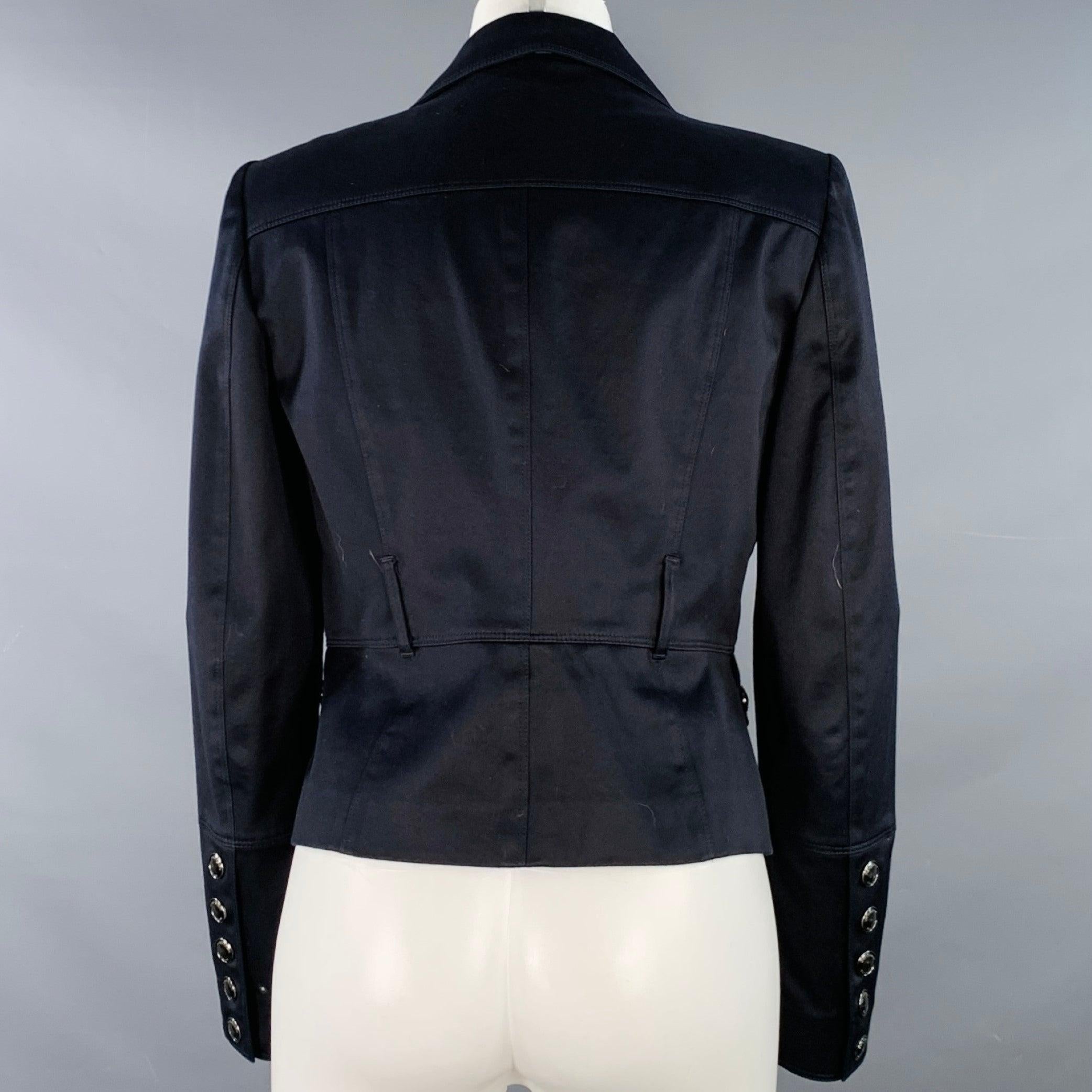 BURBERRY LONDON Size 8 Black Cotton Blend Double Breasted Cropped Jacket Blazer In Good Condition For Sale In San Francisco, CA