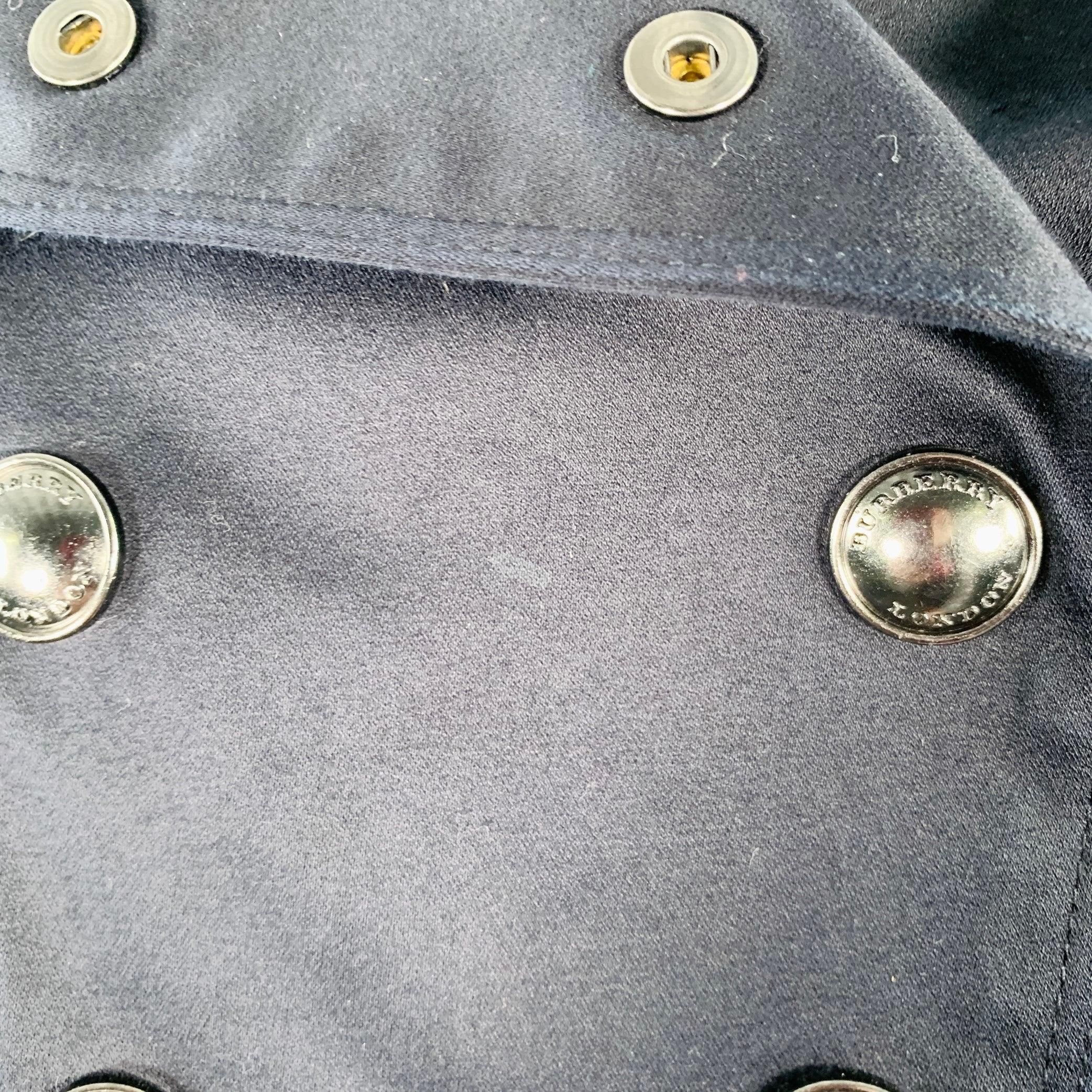 BURBERRY LONDON Size 8 Black Cotton Blend Double Breasted Cropped Jacket Blazer For Sale 1