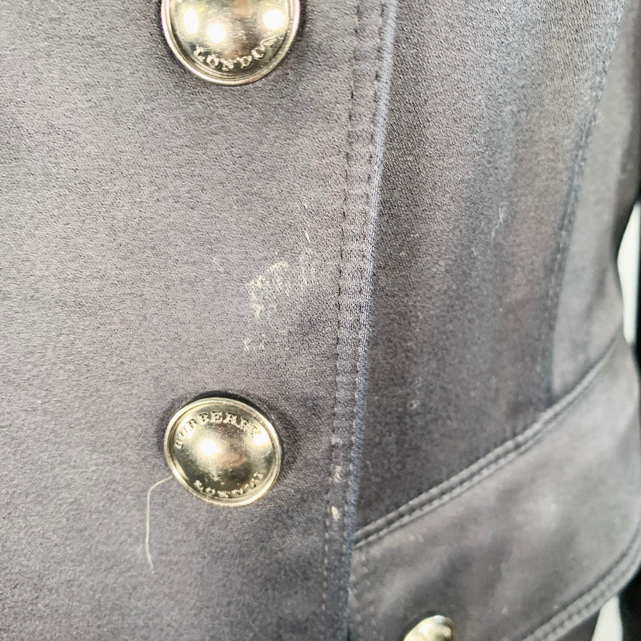 BURBERRY LONDON Size 8 Black Cotton Blend Double Breasted Cropped Jacket Blazer For Sale 2