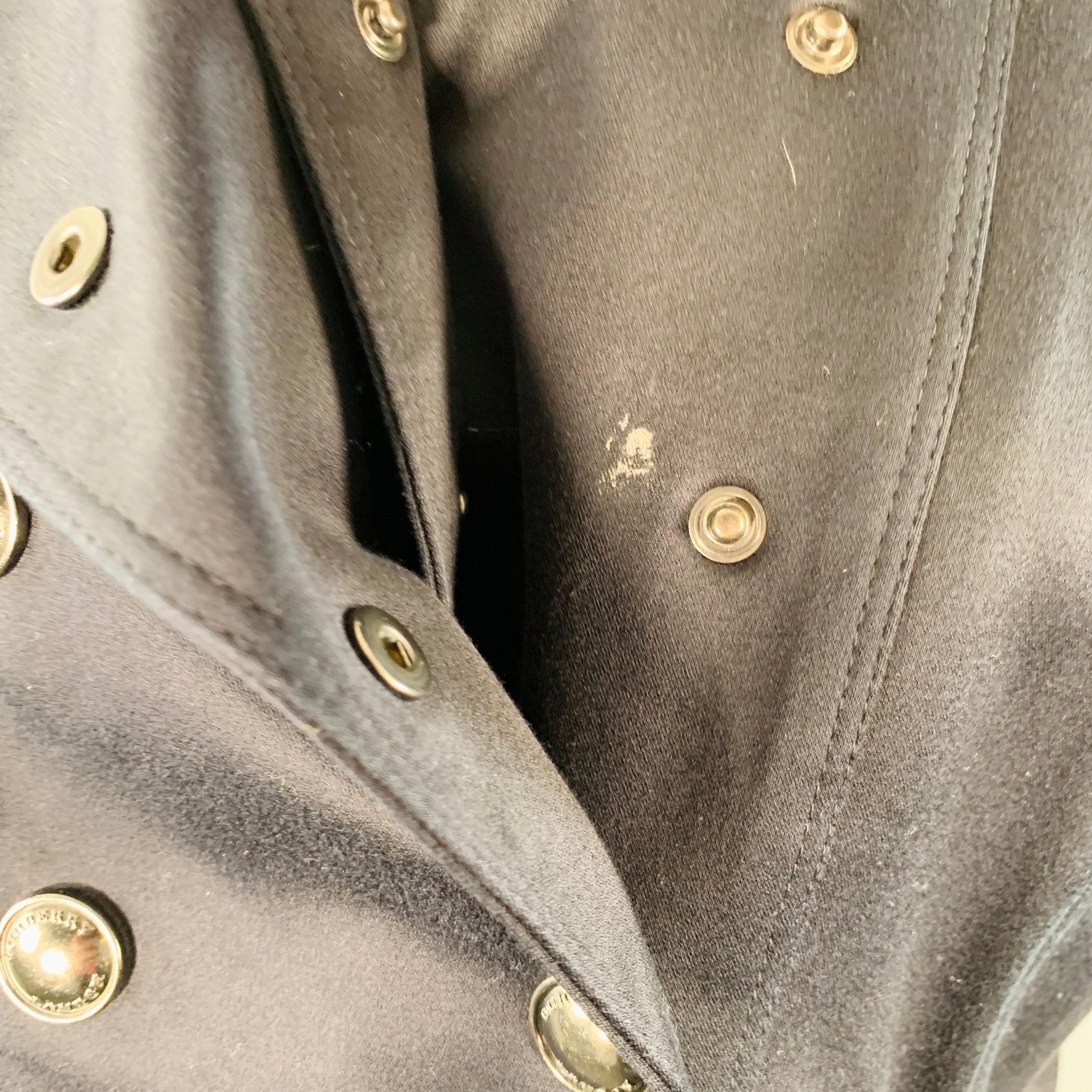 BURBERRY LONDON Size 8 Black Cotton Blend Double Breasted Cropped Jacket Blazer For Sale 3